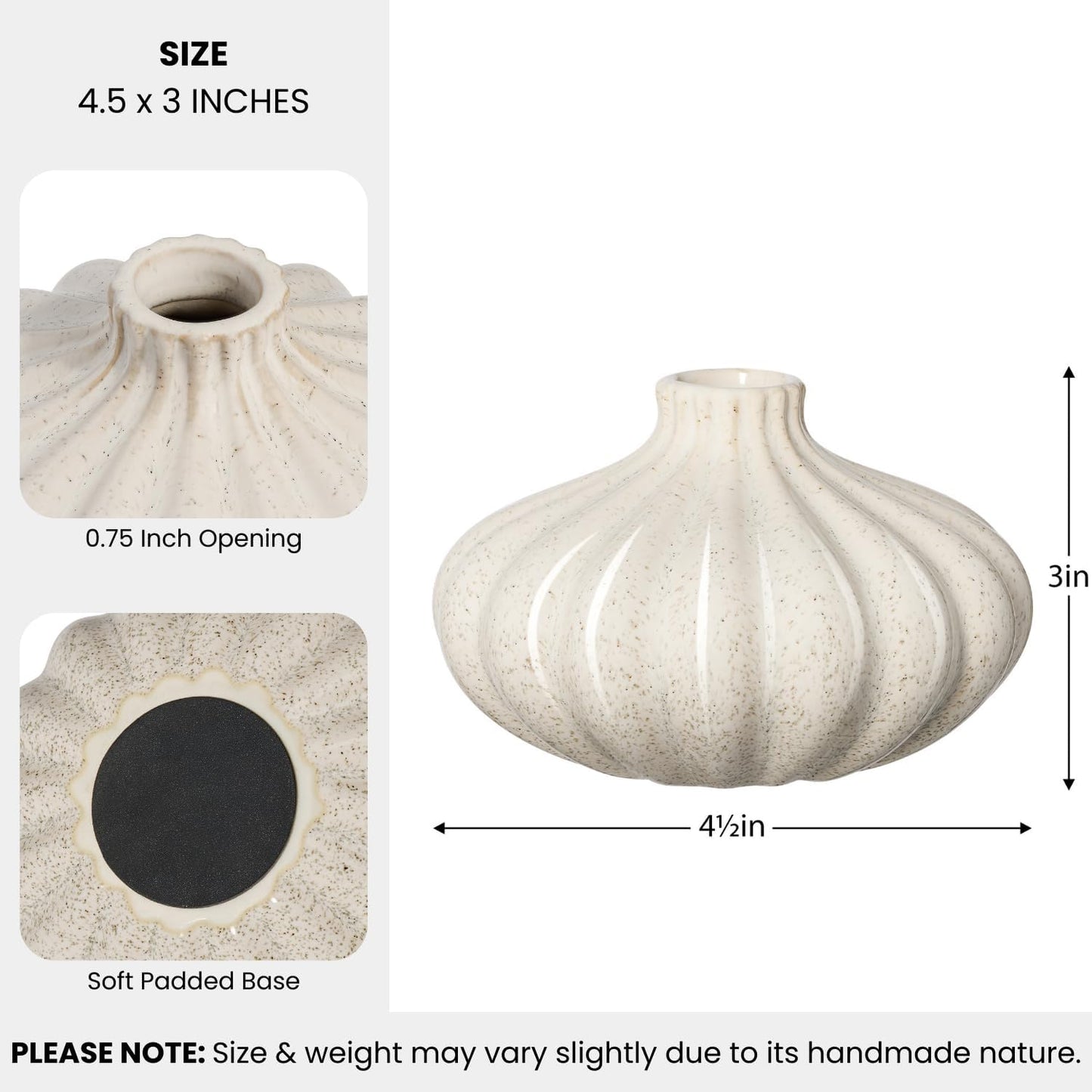 Allium Reactive Glaze Ceramic Bud Vase / Reactive White Glaze / 3-inch / 3 Inch