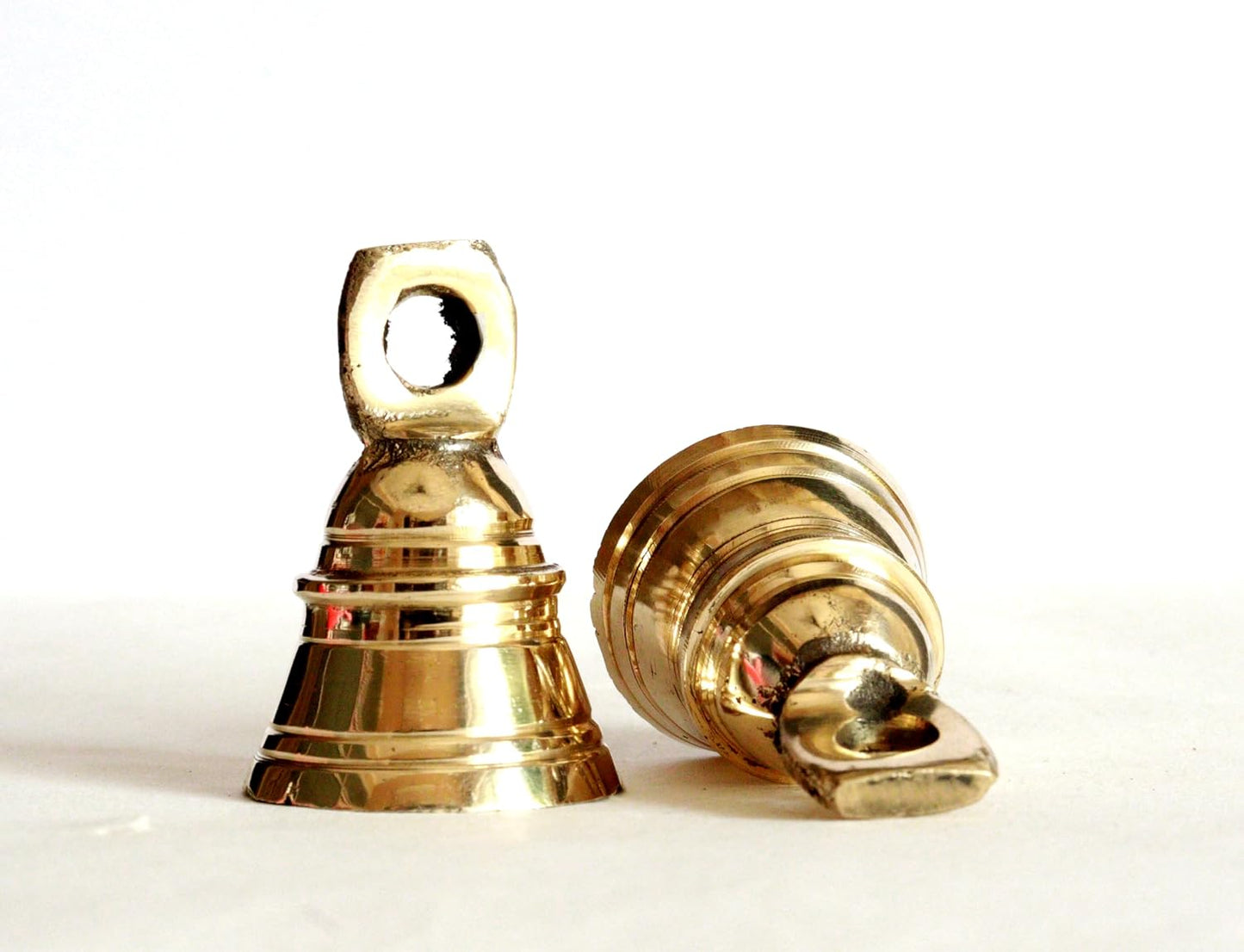 Solid Brass Pooja Bells with J Hook Home Decor Christmas Bell Wall Hanging Jingle Bell Ornaments New (24, TANJO Bells 2