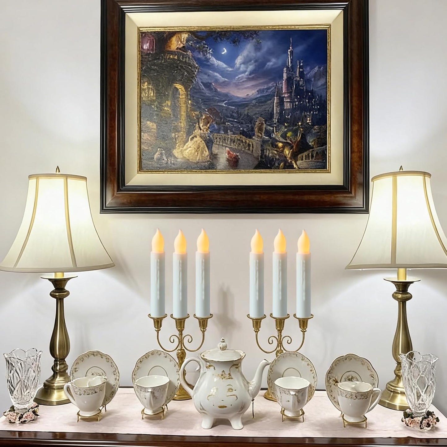Lezonic Flameless Battery Operated Candlesticks Flickering, 24Pcs White LED Battery Christmas Window Candles, 6 Inch