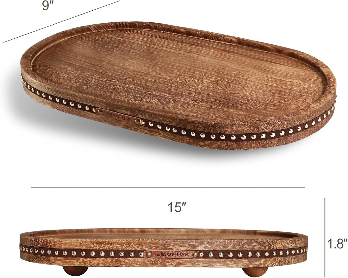 Decor Decorative Round Tray / Oval Rustic / 11.81 Inch