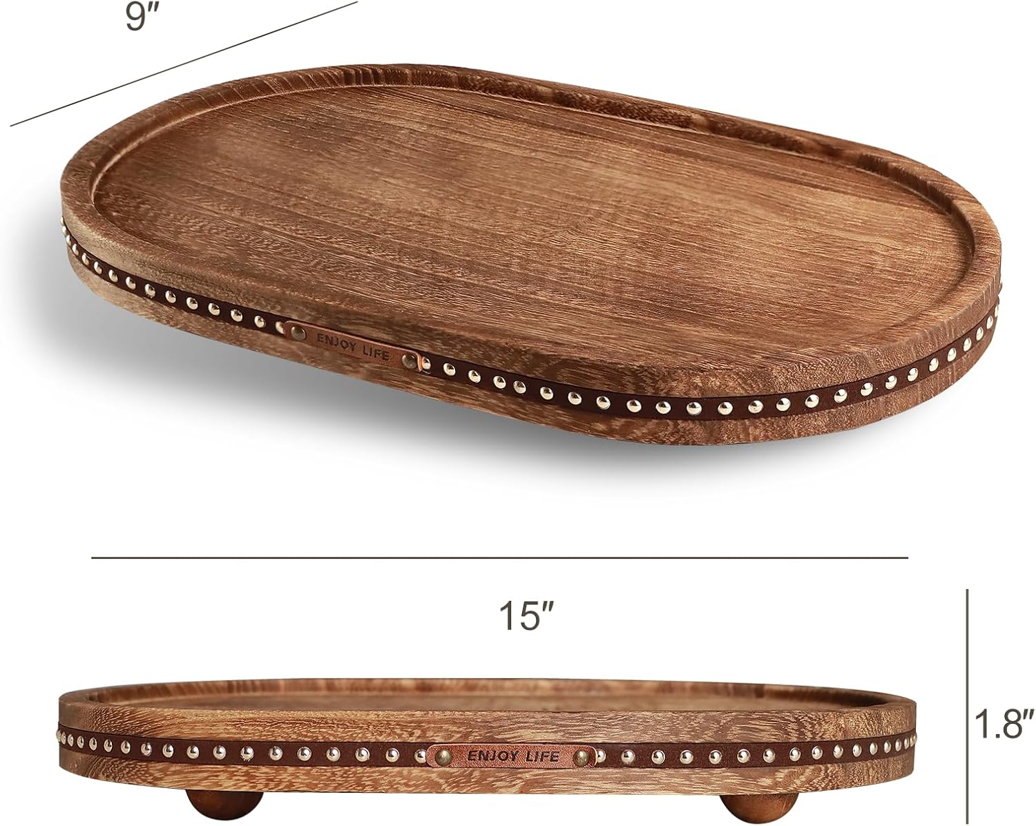 Decor Decorative Round Tray / Oval Rustic / 11.81 Inch