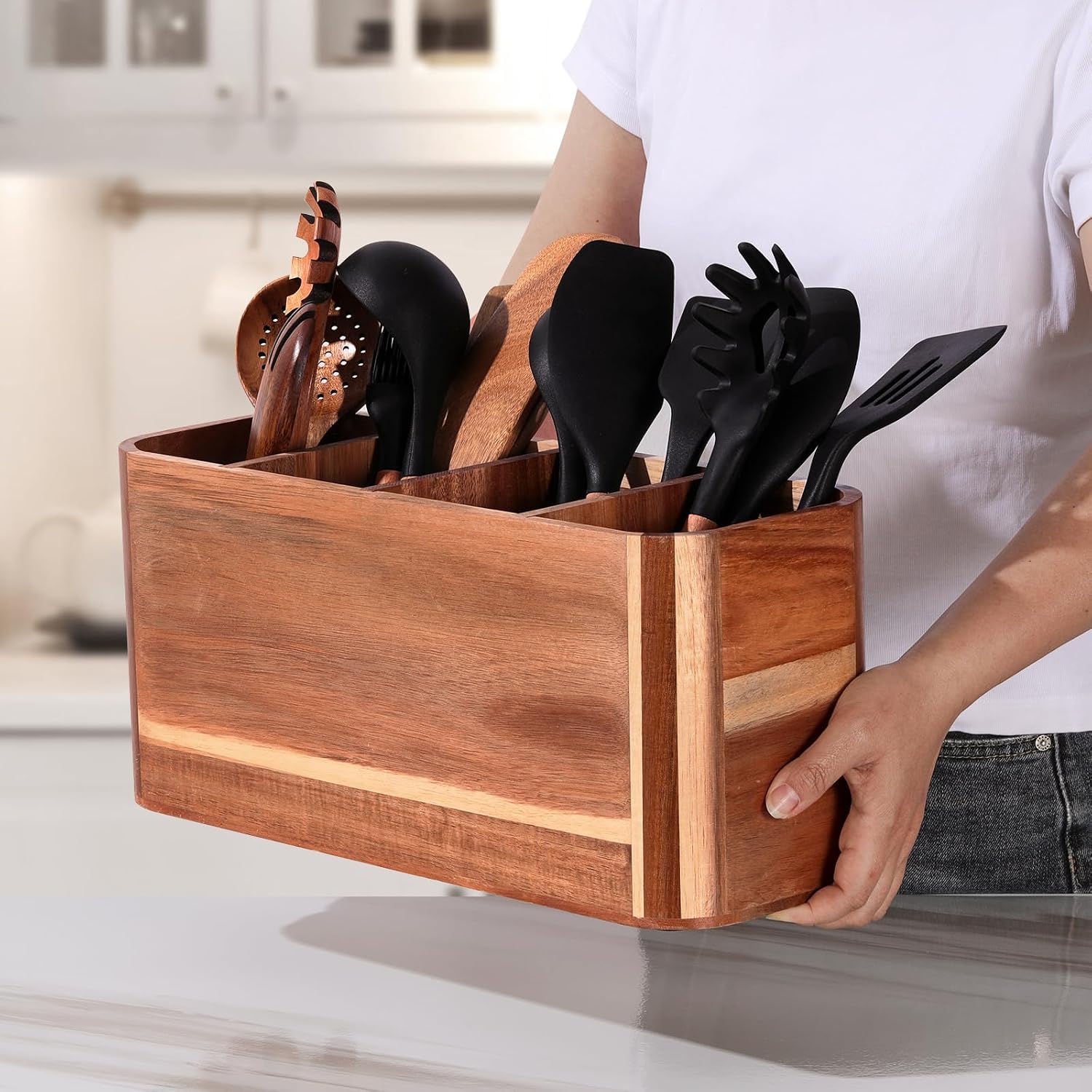 WDT Tool Utensil holder for Kitchen Counter - Large Kitchen Utensil Holder Organizer for Counter or Countertop, Large