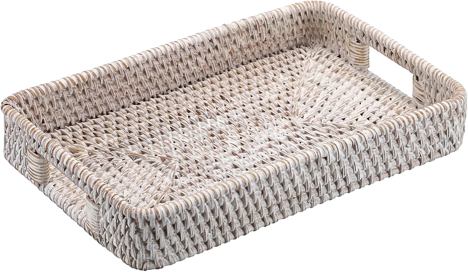 Hand Woven Tray / 11.8 x 7.8 x 1.9 / Whitewash