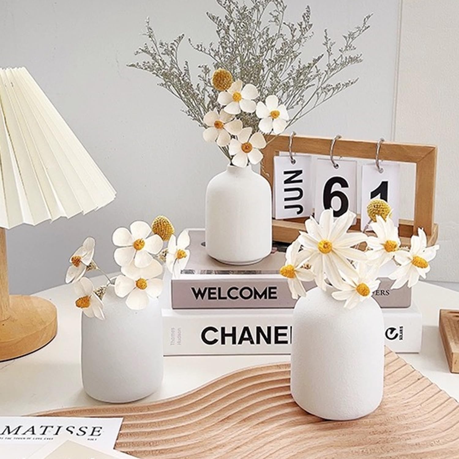 Modern White Small Ceramic Vase / White - Style 5 / Set of 12