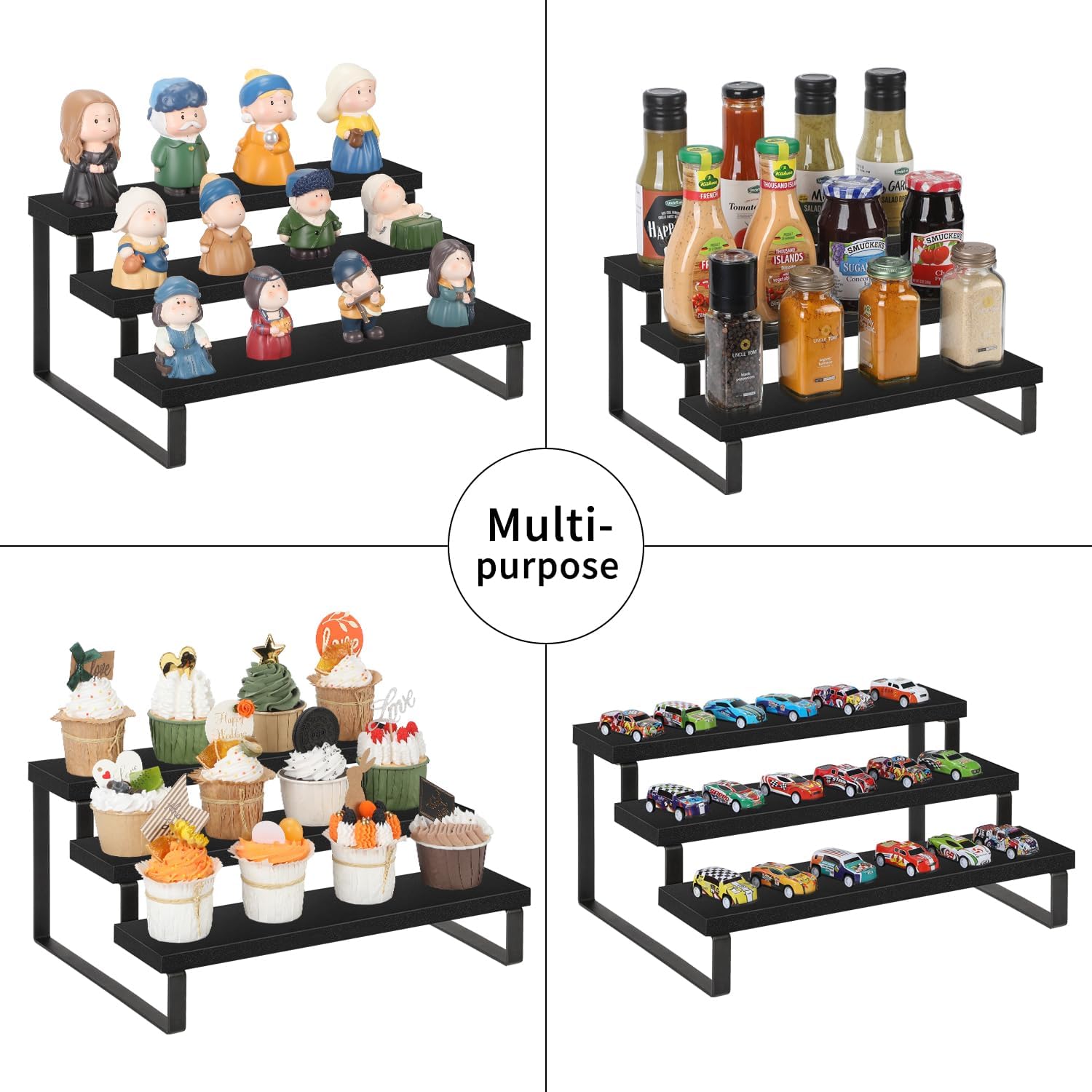 YINMIT Wooden Display Riser Stand, Tiered Perfume and Cologne Organizer Stand, 3 Tier Spice Rack Organizer, Rustic