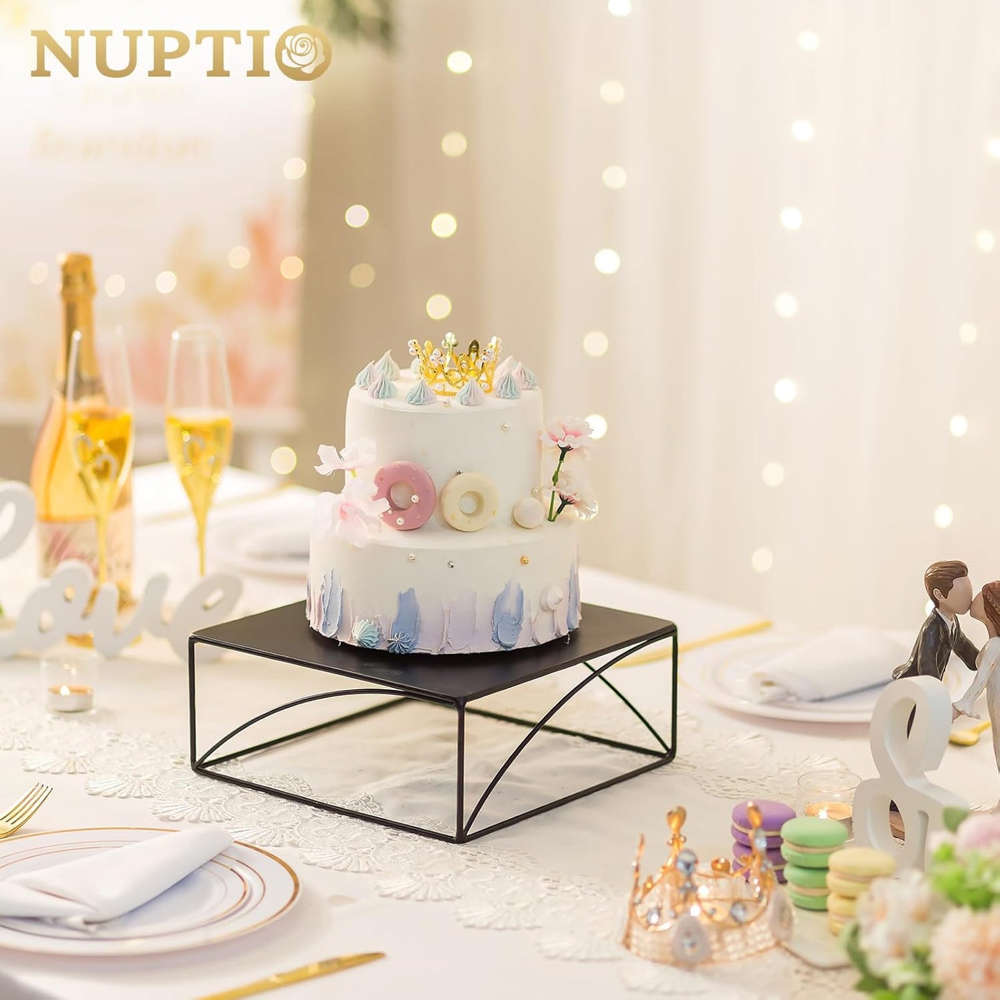 Cake Stand Cupcake Display Metal Dessert Pedestal Stands Food Riser Display Plate / Black / 8.2 Inch