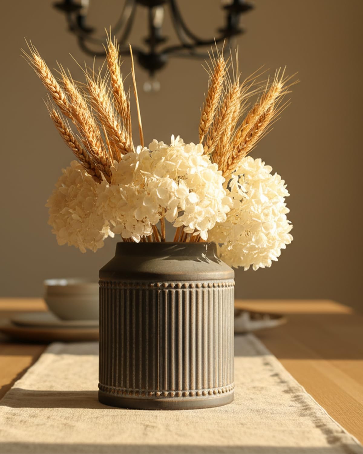 Ribbed Ceramic Vase / Brown / 7 Inch