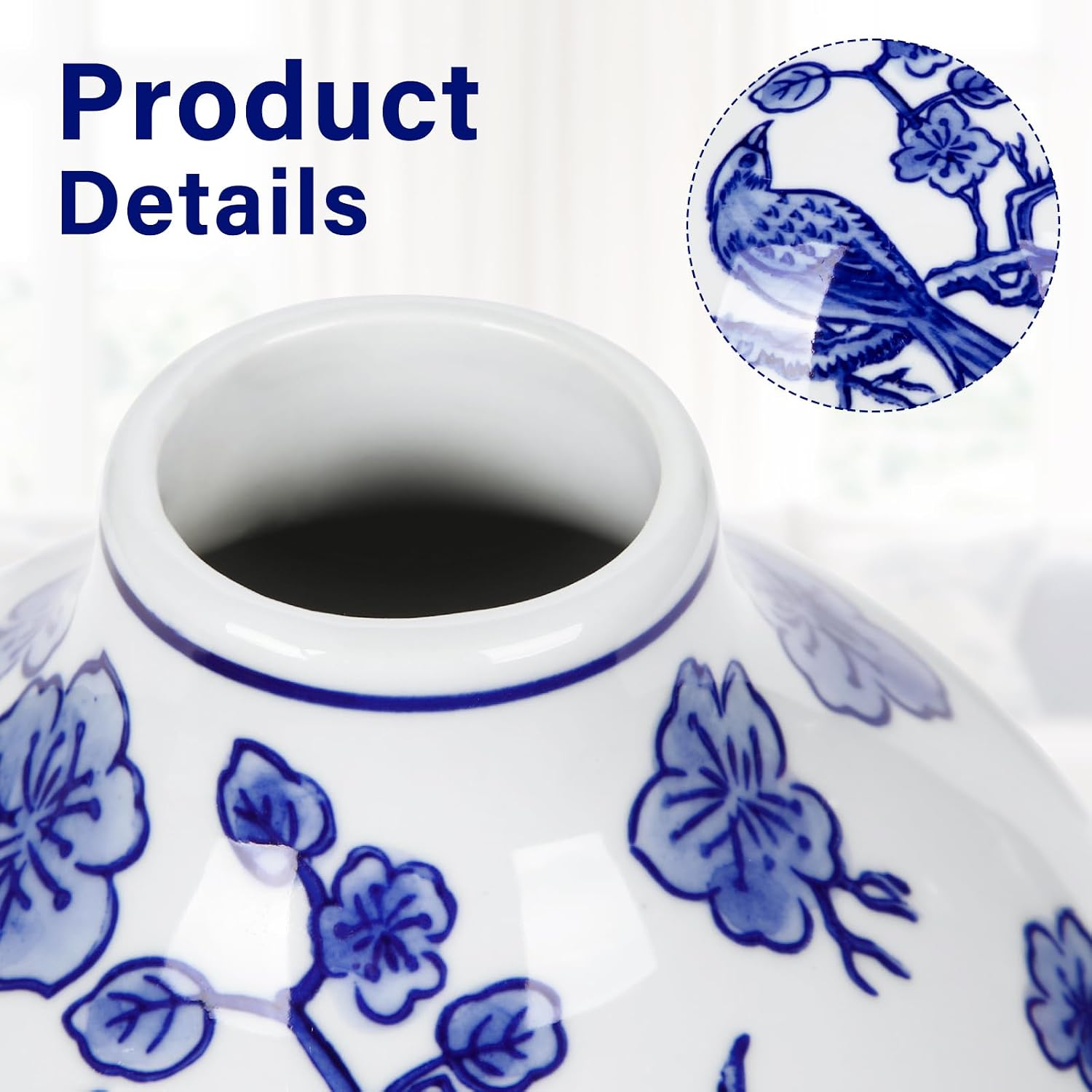 Vase Porcelain Vases Small Chinoiserie Vase Ceramic Chinese Floral Vase / Blue and White