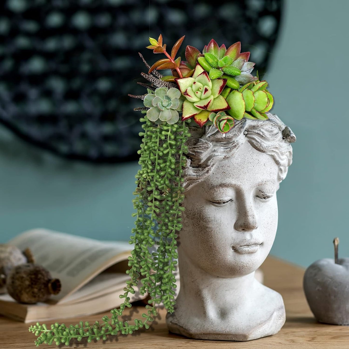 Artificial Succulents Hanging Greenery Plants Fake String of Pearls / Set of 8