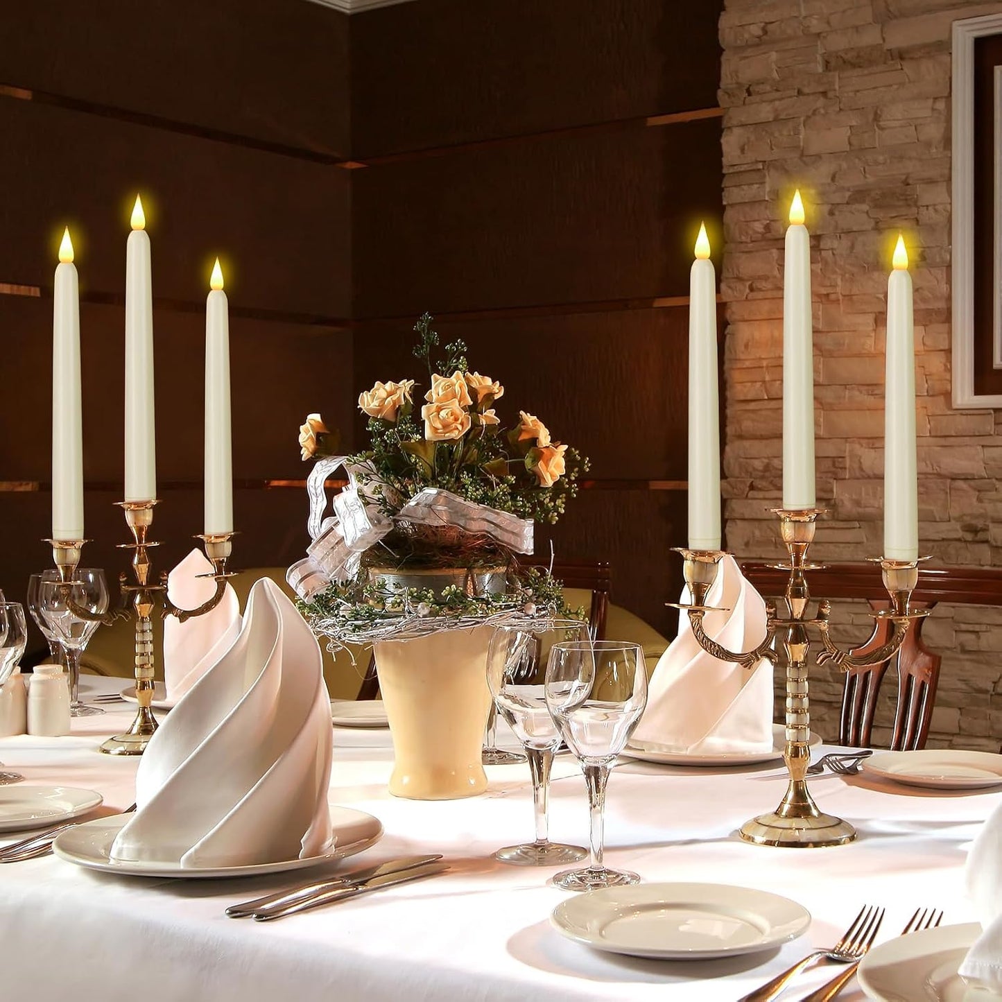 Flameless Taper Candles with Remote Control and Timer, Battery Operated LED Candlesticks with Flickering 3D Flame