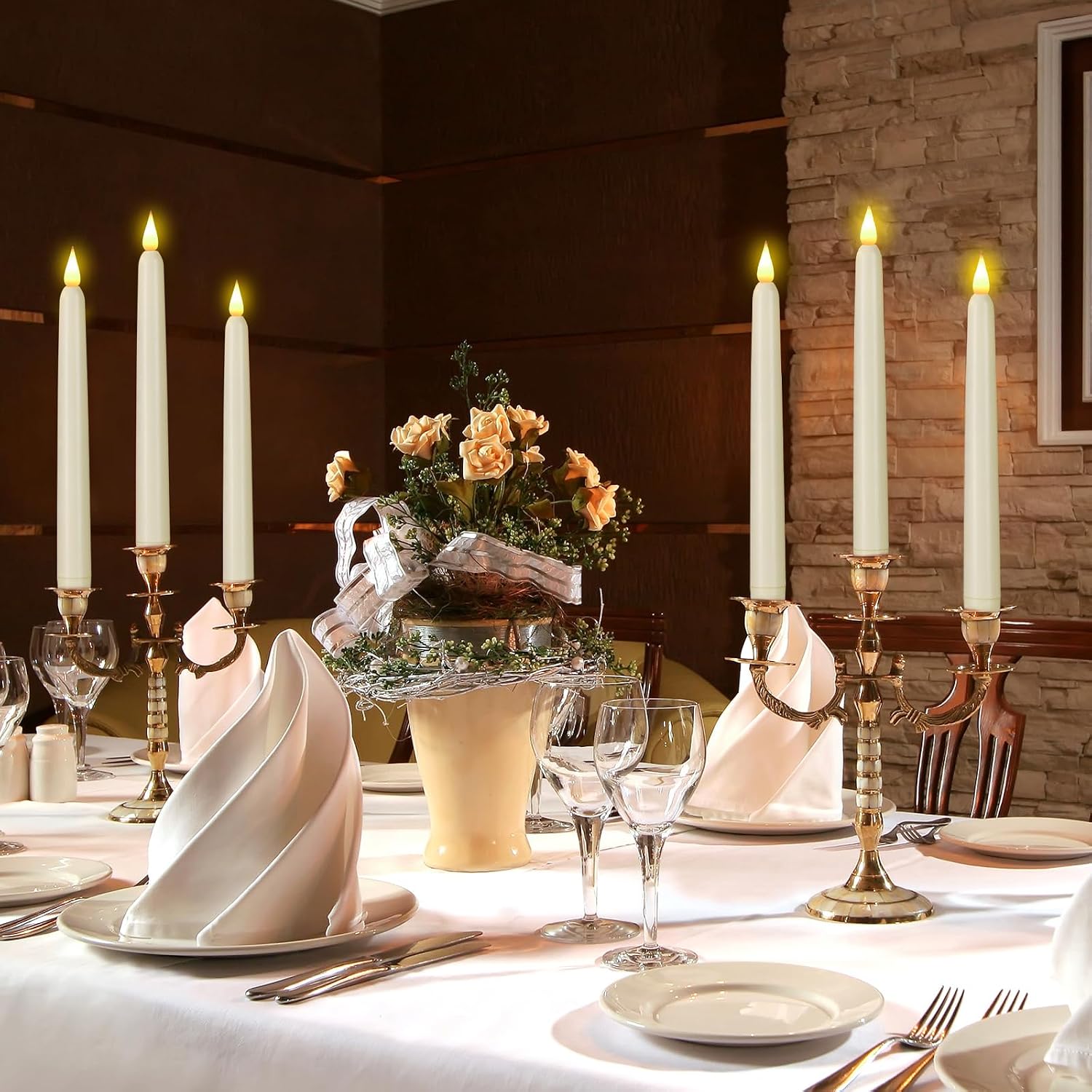 Flameless Taper Candles with Remote Control and Timer, Battery Operated LED Candlesticks with Flickering 3D Flame