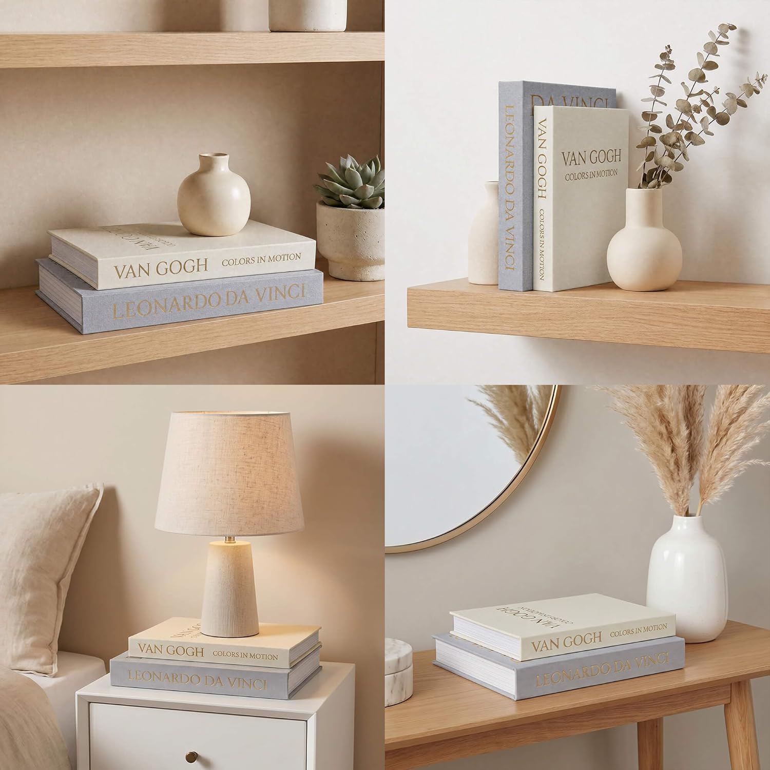 Decorative Linen Book / Grey-beige / Set of 2