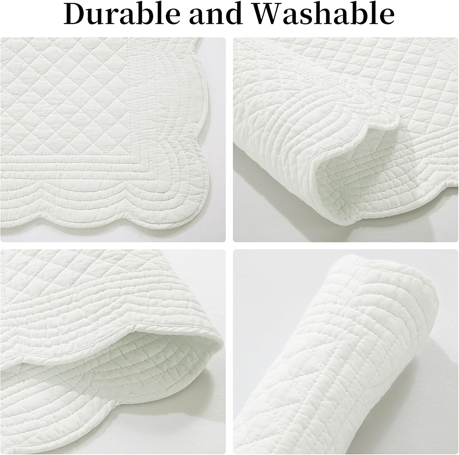 HOMBYS Quilted Placemats Set of 6 Washable-13x18 inches Rectangular Placemats for Kitchen Table-100% Cotton Fabric