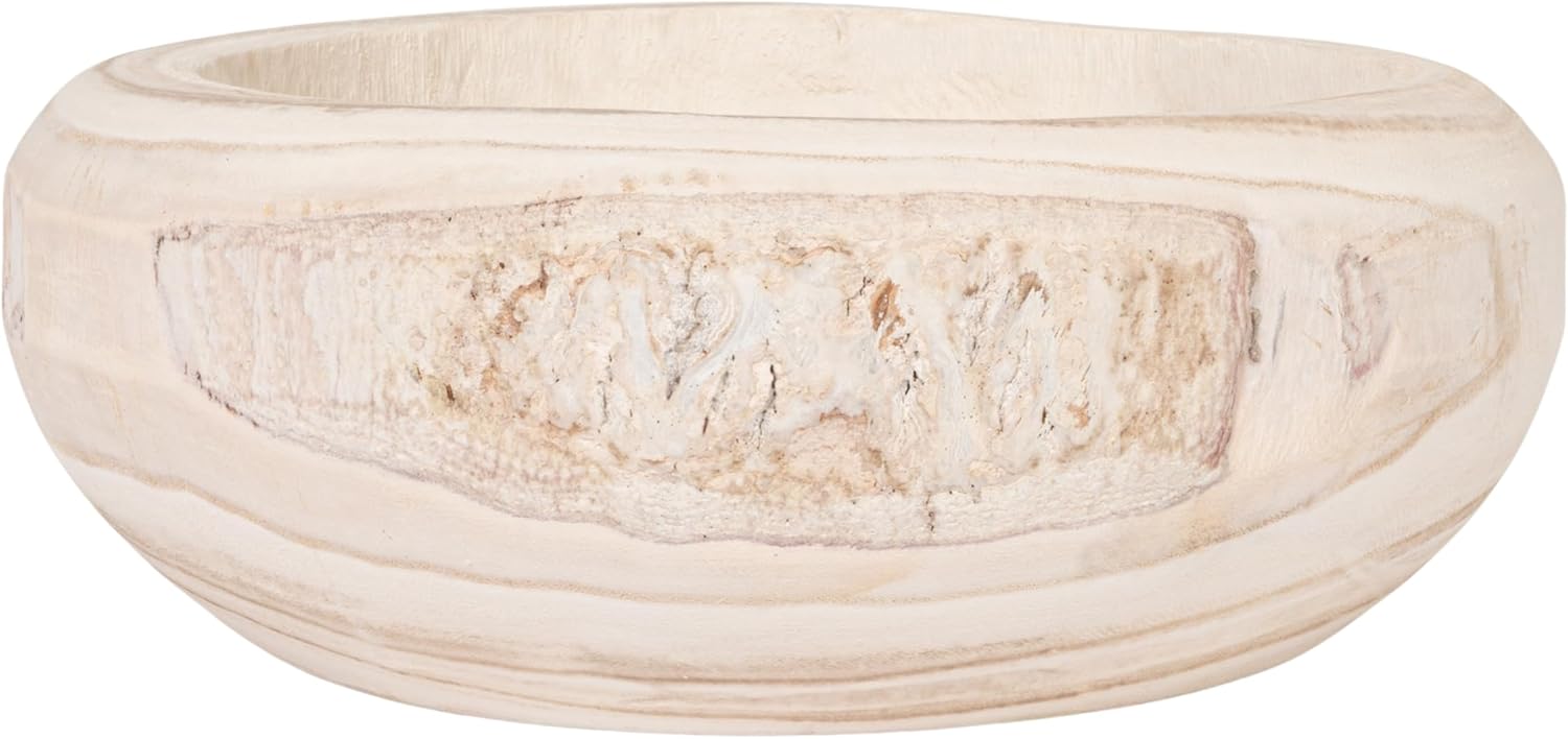Decorative Hand-Carved Paulownia Wood Bowl / 10.5 Inch
