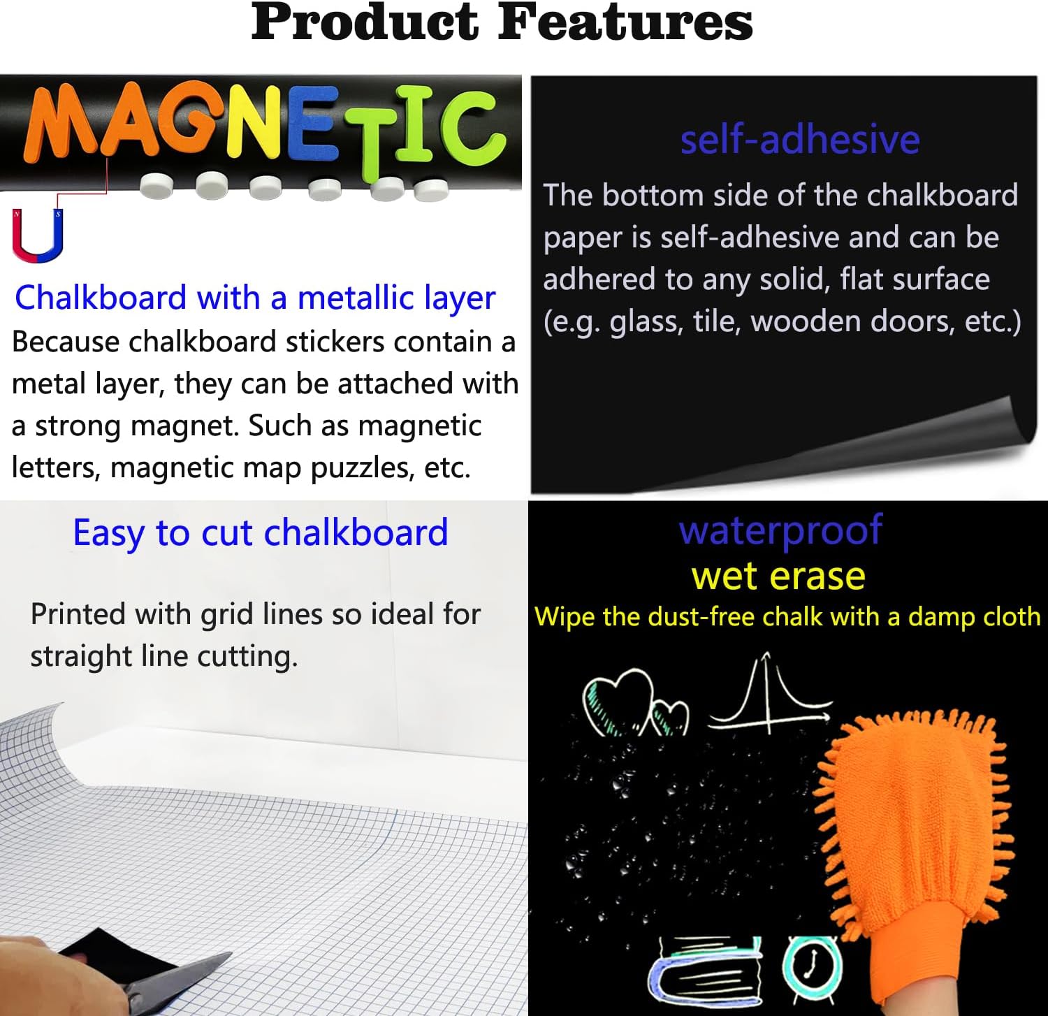 Magnetic Chalkboard Wall Arch Decal " Contact Paper Peel and Stick / Black / 39.3 x 17.5