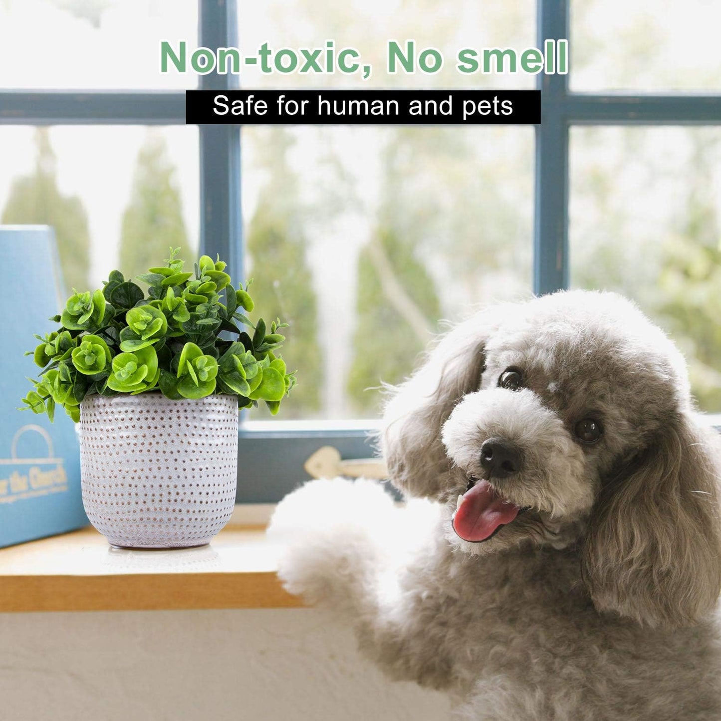 Artificial Plants in Ceramic Planter Lysimachia Fake Succulent Flowers Potted / Green