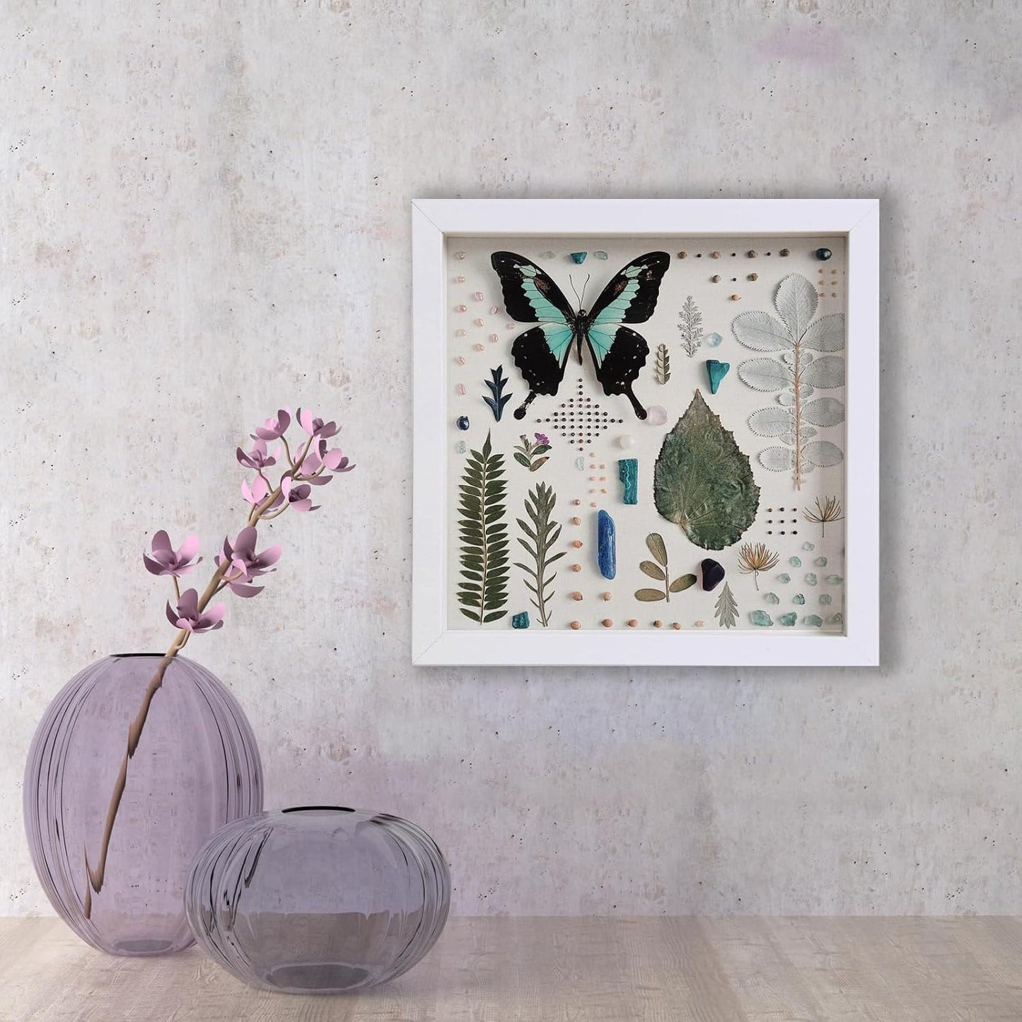 Elegant Deep Wood Shadow Box Frames - Set of 3 White 10x10 Display Cases with Real Glass and Linen Backboard, Perfect