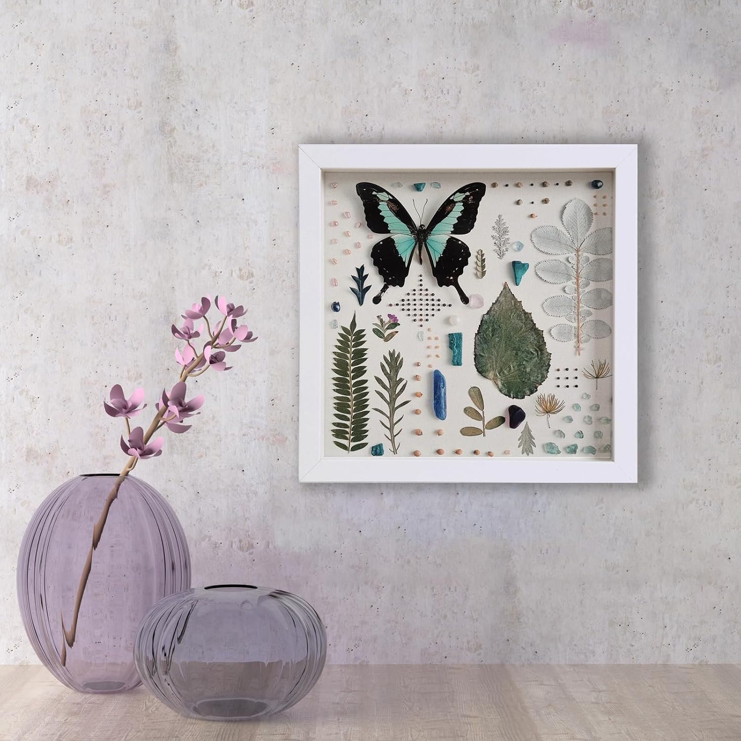 Elegant Deep Wood Shadow Box Frames - Set of 3 White 10x10 Display Cases with Real Glass and Linen Backboard, Perfect