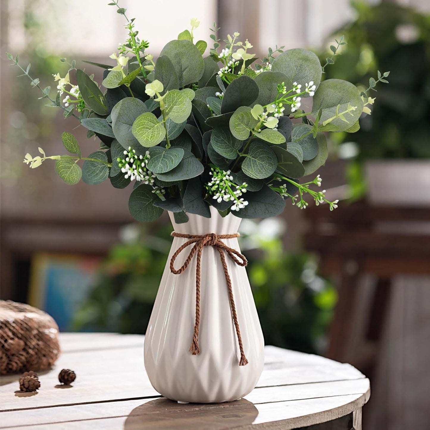 4 Kinds Mixed Artificial Dollar Eucalyptus Leaves Bundle Faux Greenery Branches / Silver / Set of 30