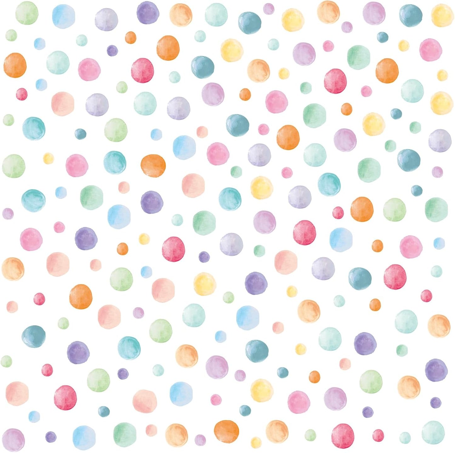 Peel and Stick Boho Rainbow Wall Stickers / Watercolor Polka Dots / Set of 201