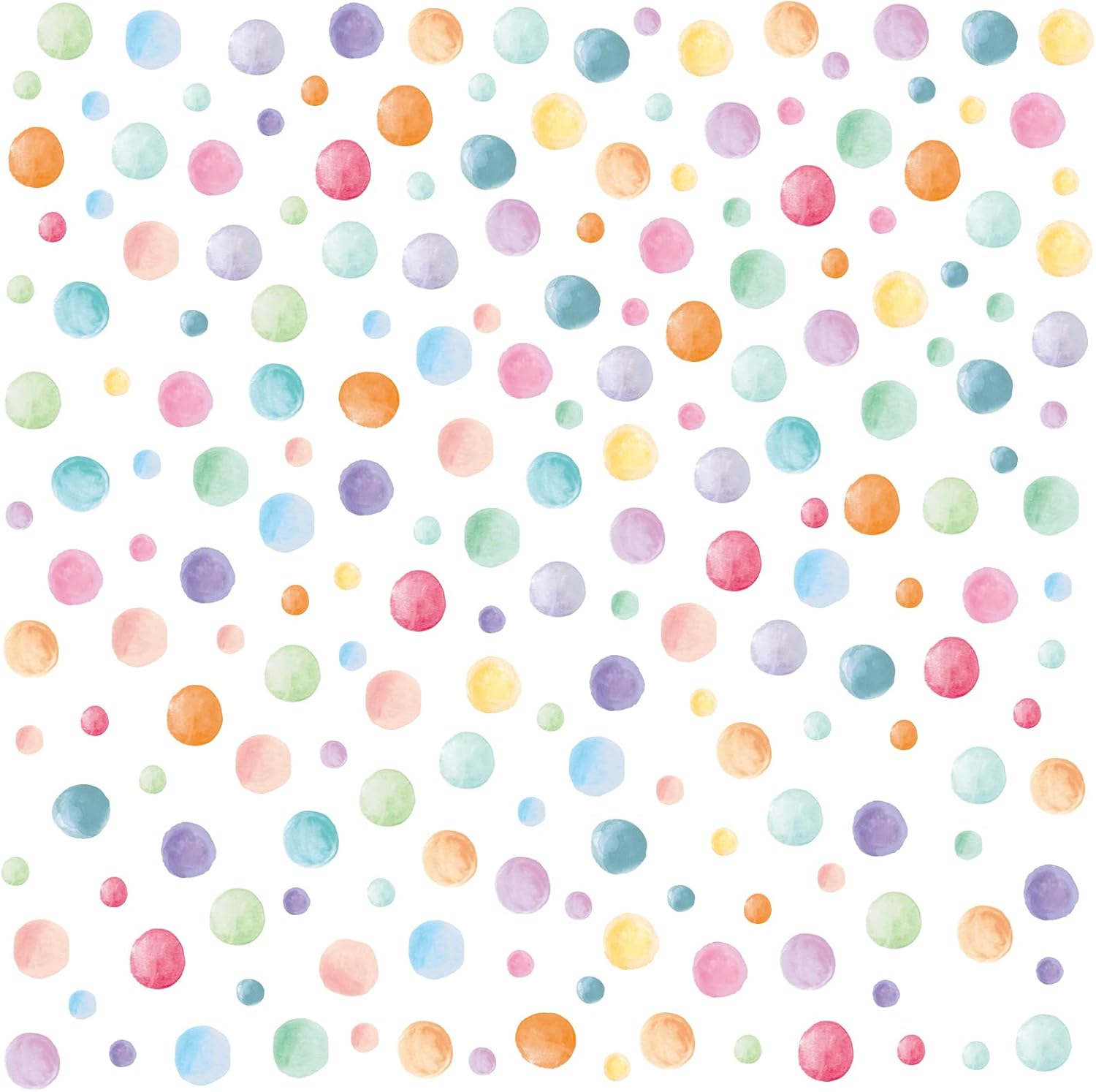Peel and Stick Boho Rainbow Wall Stickers / Watercolor Polka Dots / Set of 201