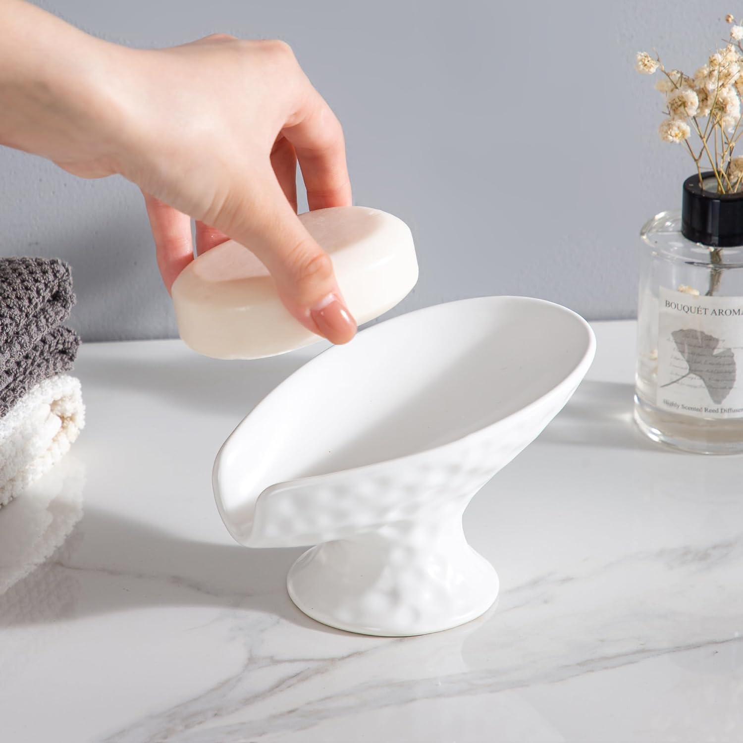 White Ceramic Soap Holder / Matte White
