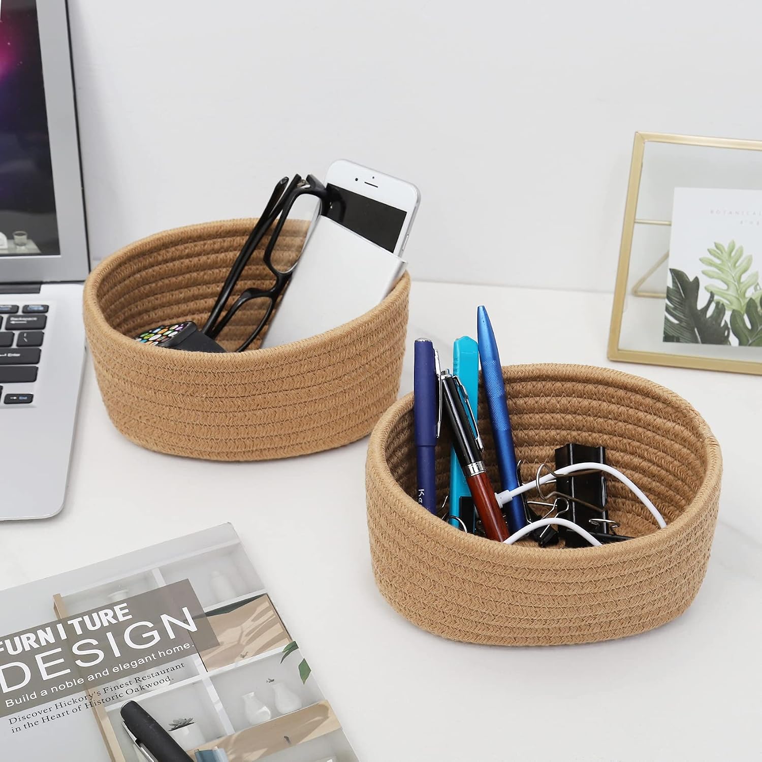 【 】 Small Woven Baskets / Brown / Set of 2