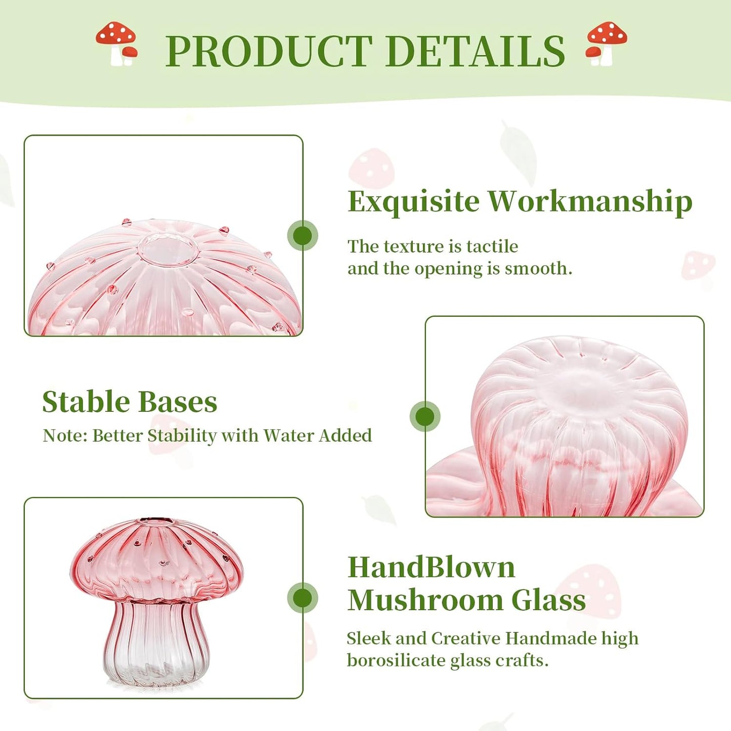 Glass Terrarium Jar Planters / Pink / Set of 10