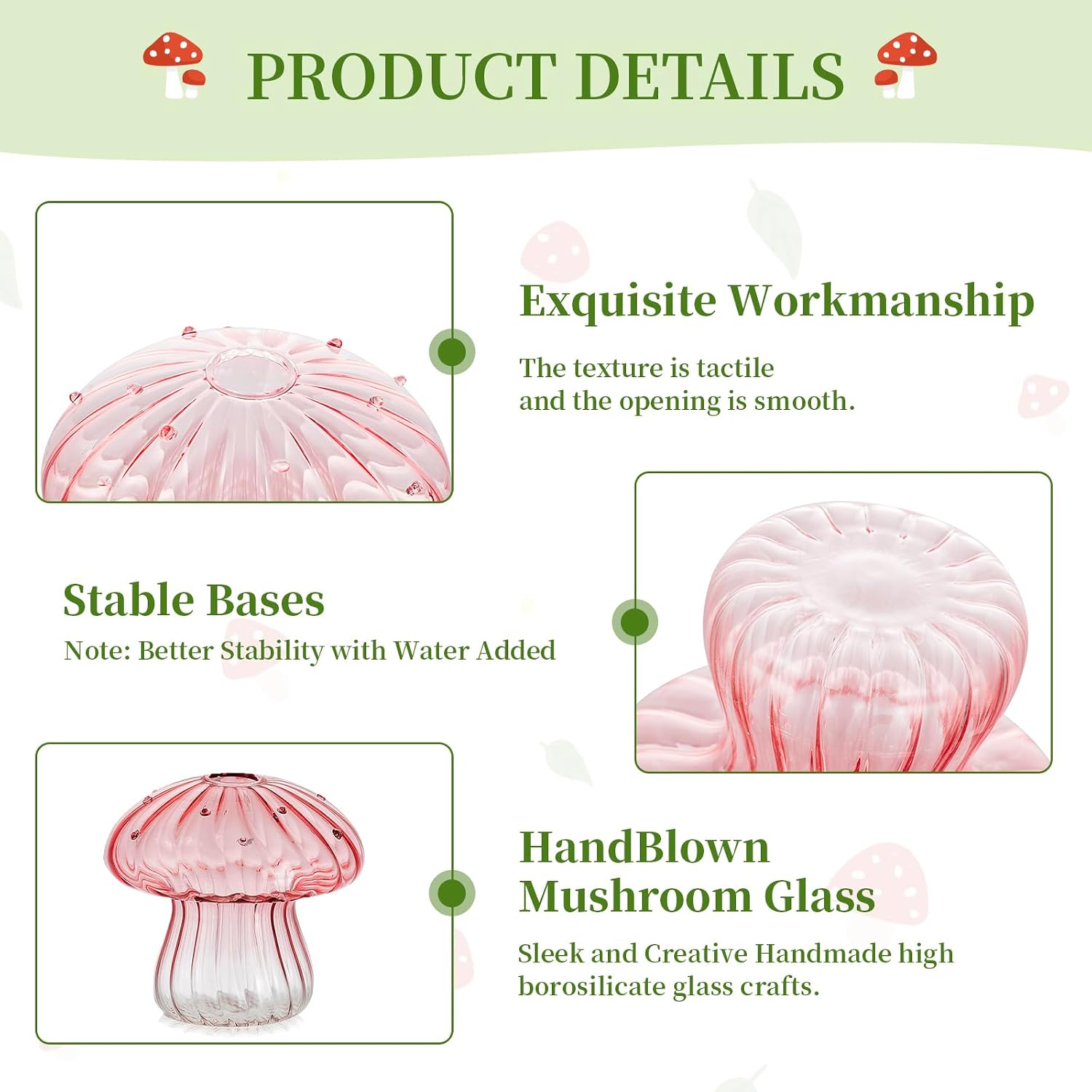 Glass Terrarium Jar Planters / Pink / Set of 10