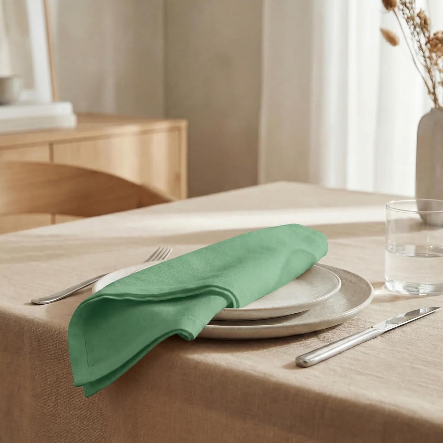 Urban Villa Cloth Napkins Cotton 20x20 (Set of 12) Geen