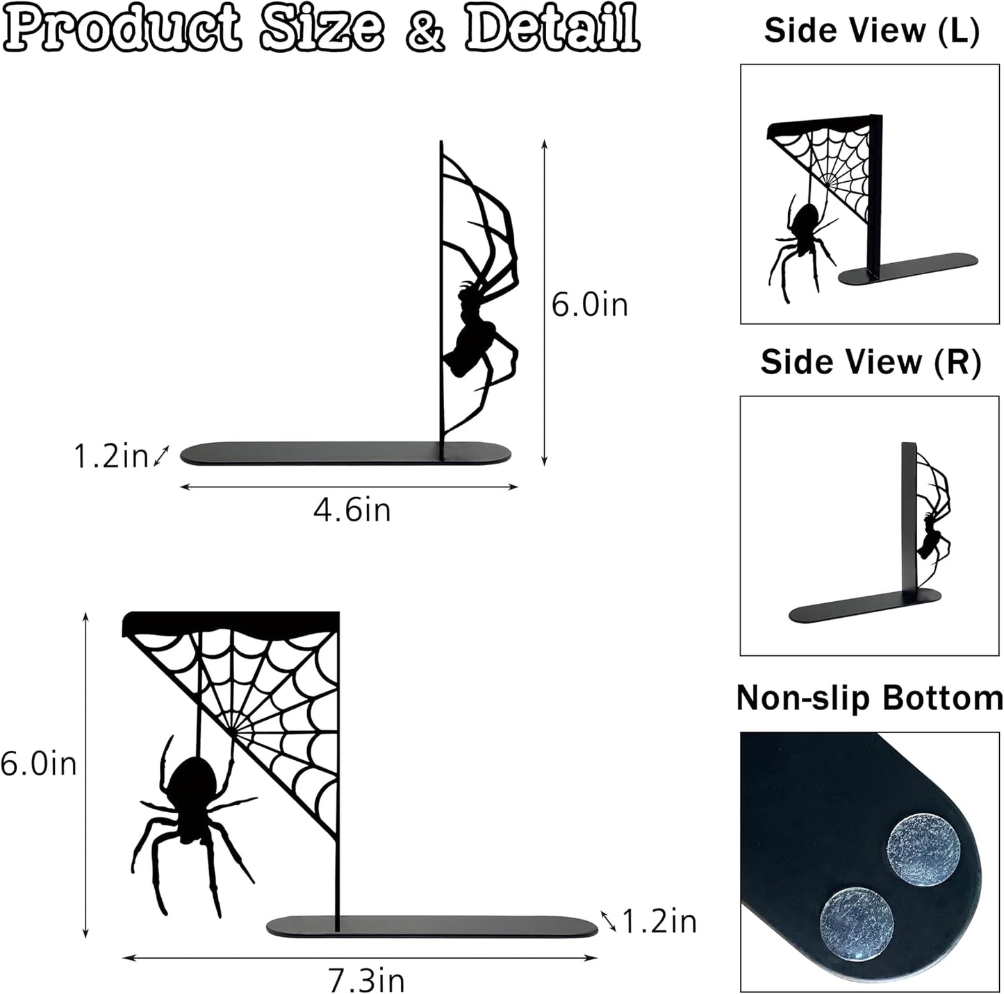 Metal Spider and Spider Web Bookend