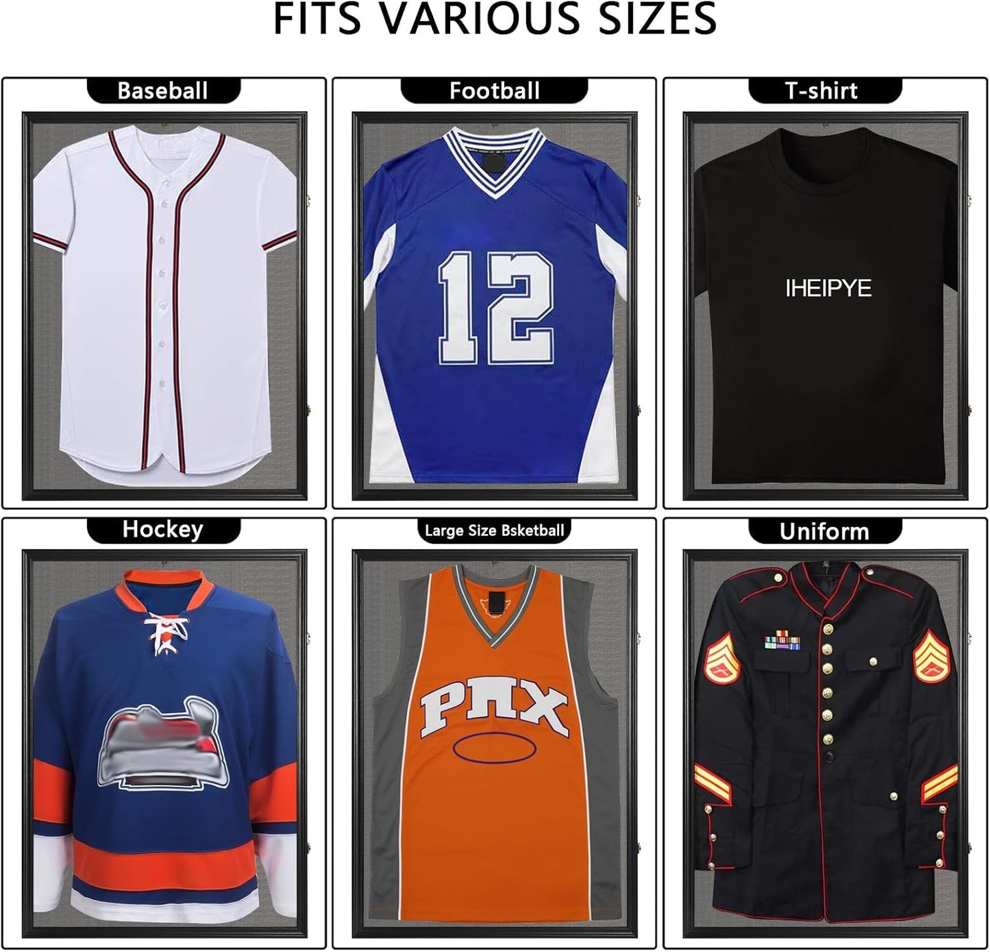 IHEIPYE Large Jersey Frame Display Case Lockable, Sport Jersey Shadow Box with 98% UV Protection Acrylic and Hanger for