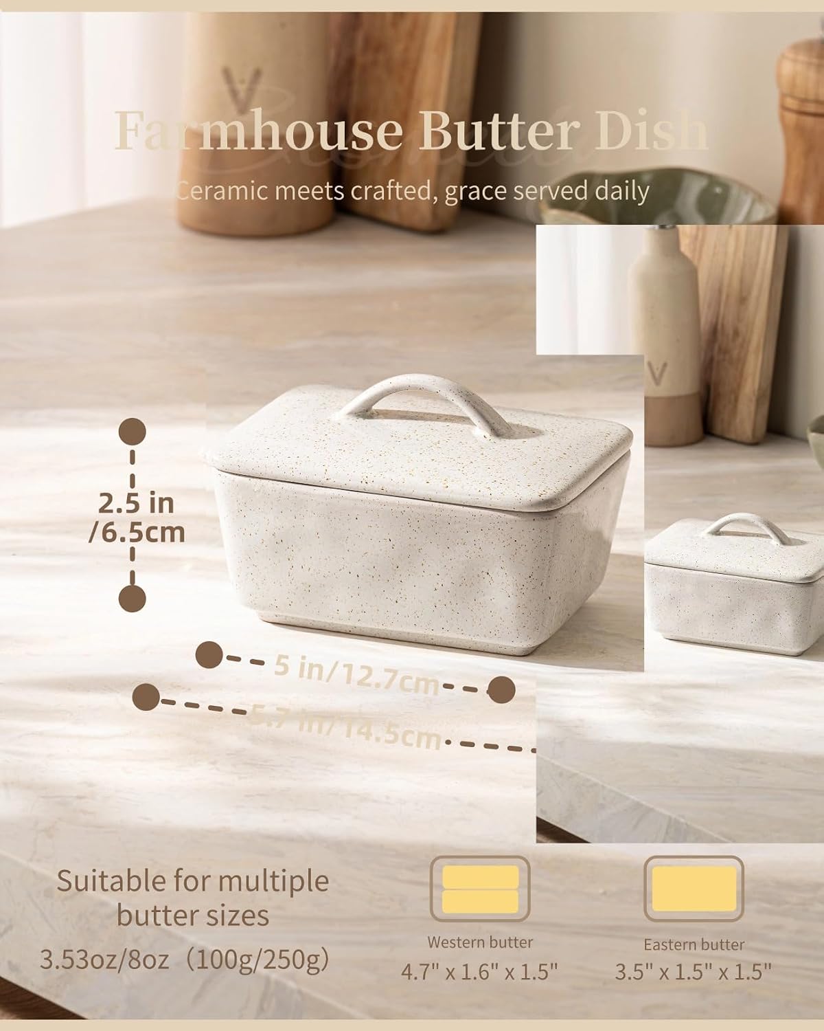 Ceramic Butter Dish / Gray