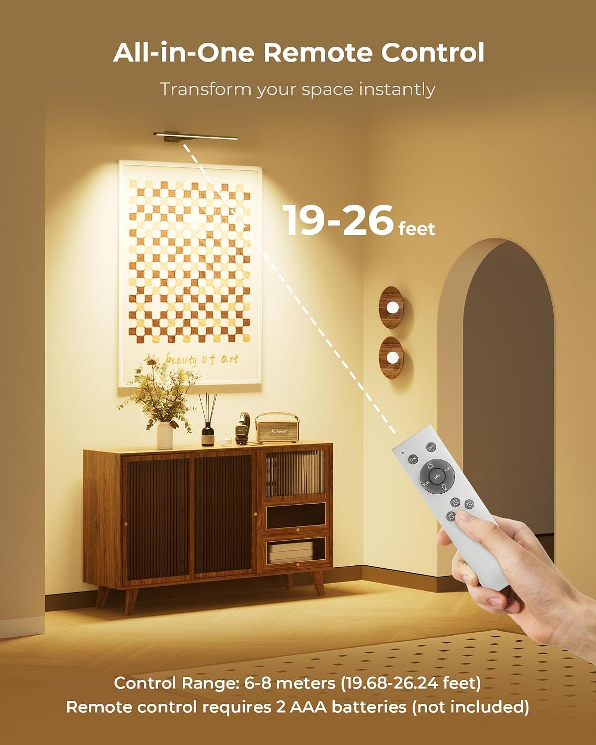 Picture Light for Wall with Remote, Picture Lights Battery Operated Rechargeable 12000mAh, 3 Colors & 3 Timers