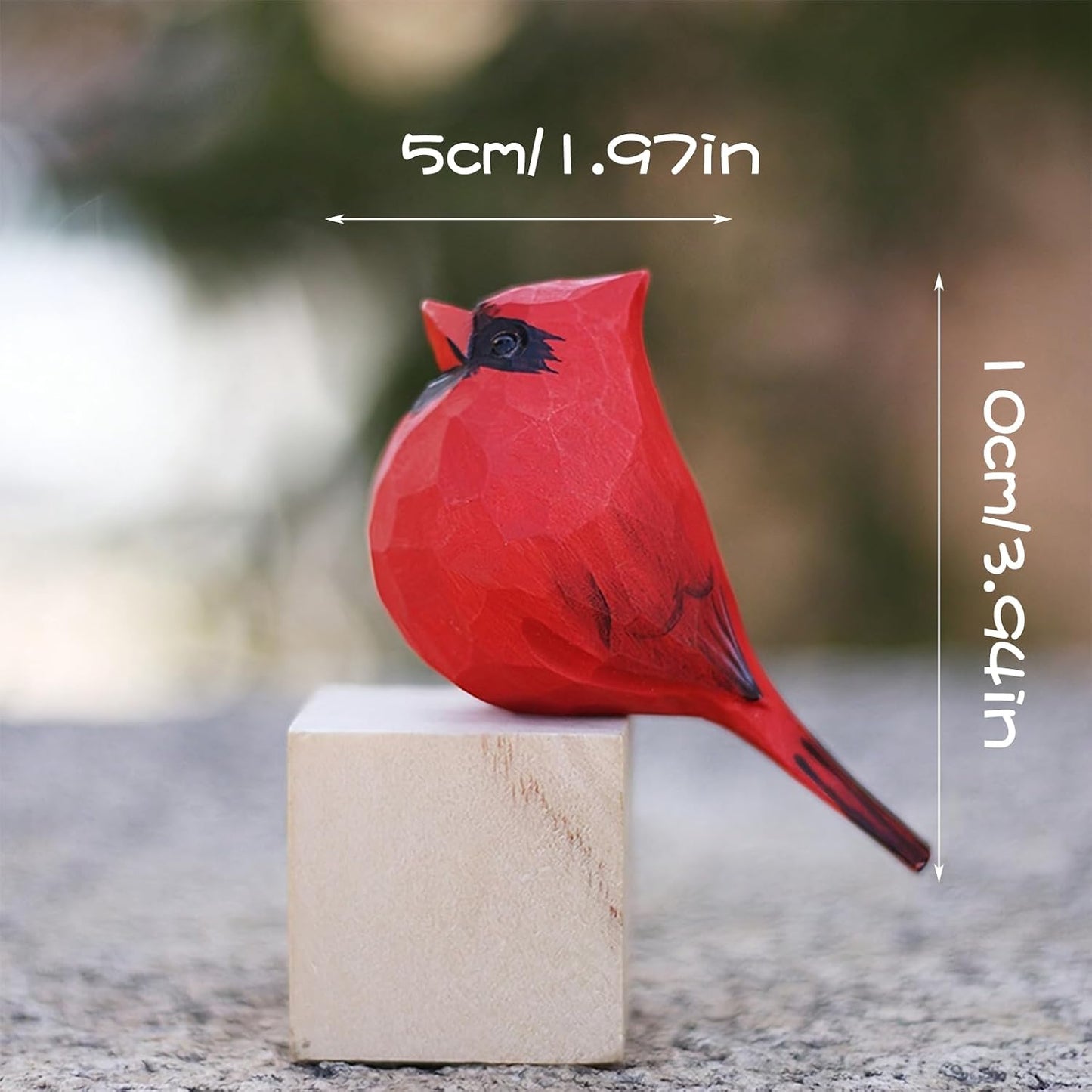 Small Carved Northern Cardinal Figurines / 1 Pair Cardinal / 3.9 Inch