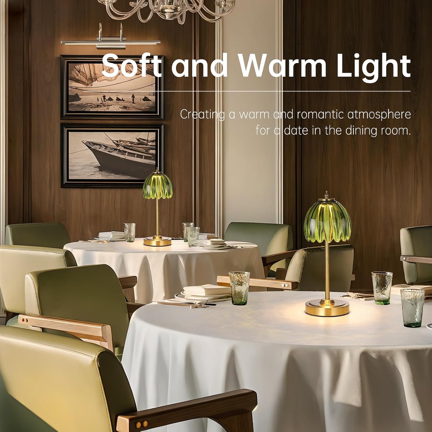 Shenmoyl Set of 2 Tulip Table Lamp with 5000mAh Battery & Touch Control, Cordless Table Lamp with 3 Colors, Dimmable