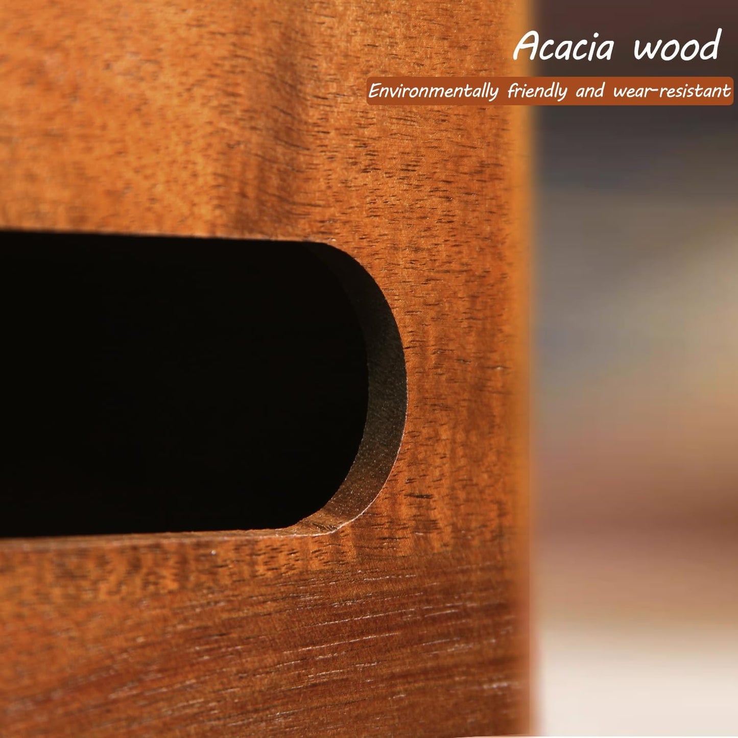 Acacia Wood Tissue Box Holder for Desktop Nightstand Bathroom / Brown