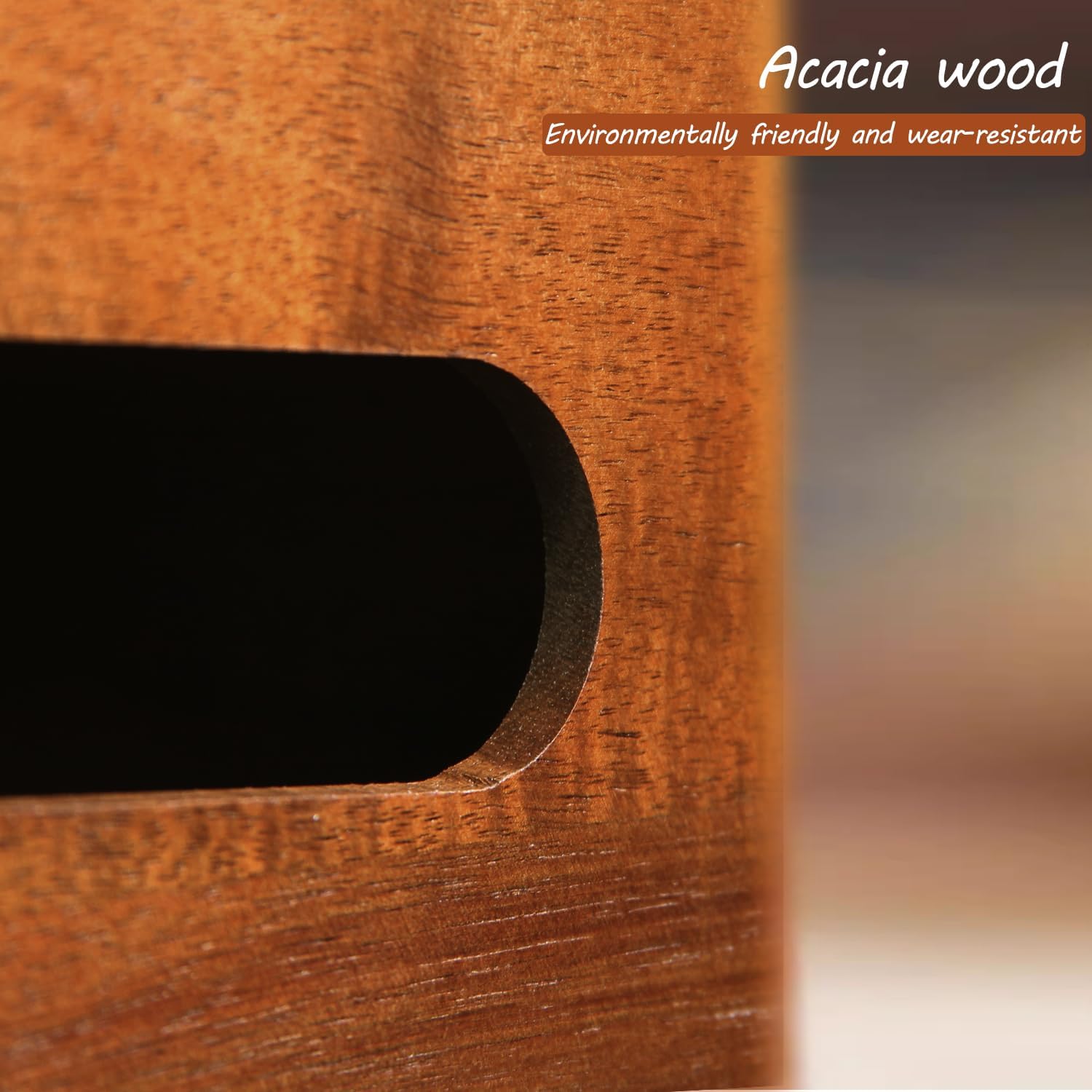 Acacia Wood Tissue Box Holder for Desktop Nightstand Bathroom / Brown