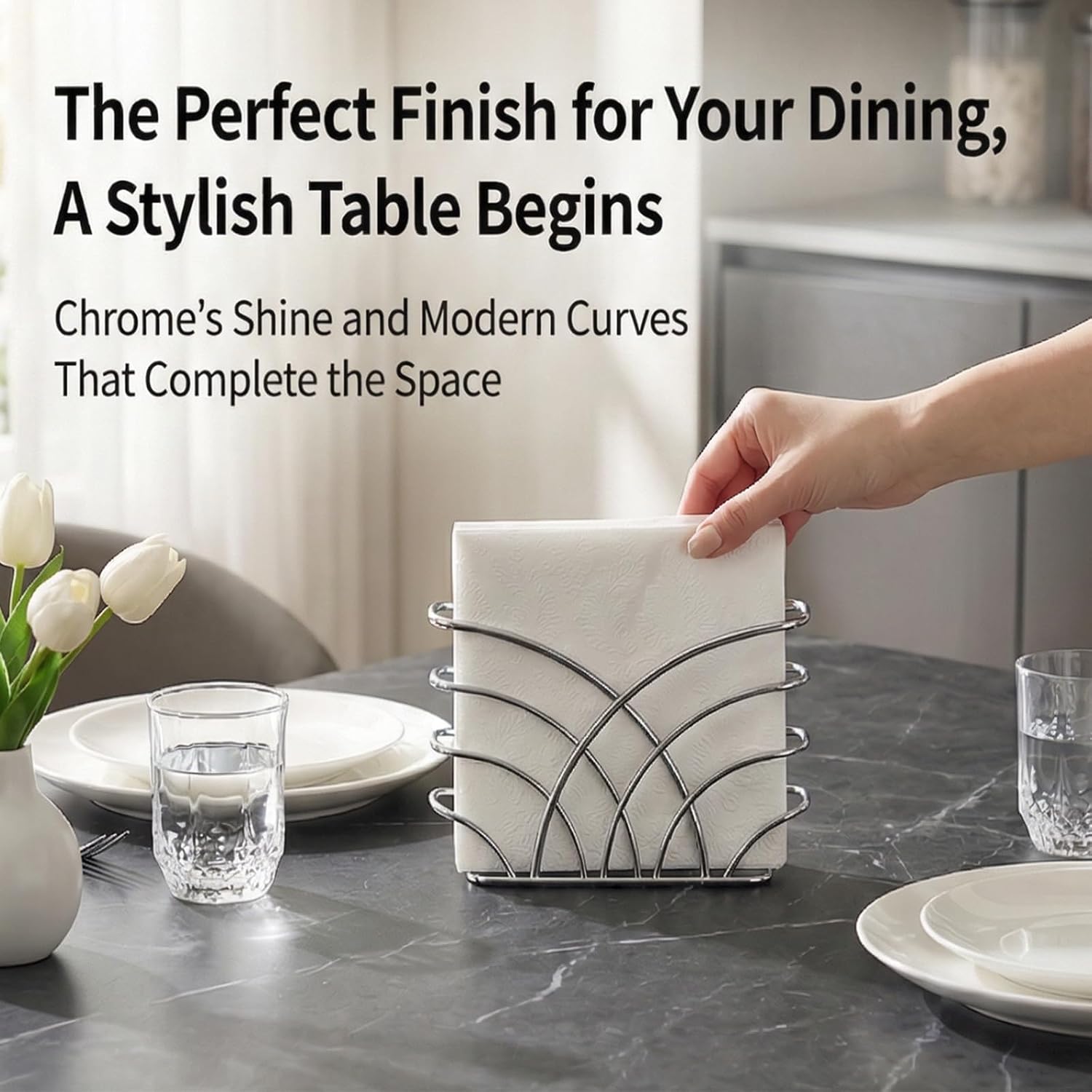 Napkin Holder / Q - Luncheon Napkin Holder - Silver / Luncheon Napkin Holder