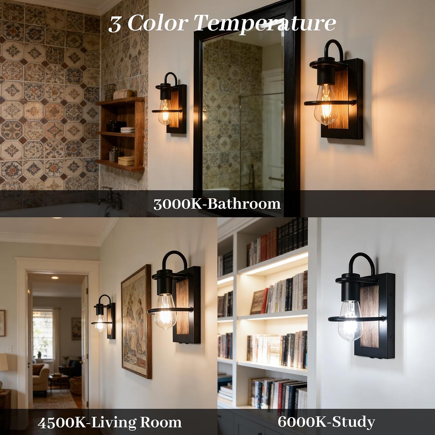 Battery Operated Wall Sconce Set of 2, Wireless Wall Lights with Remote Control, Dimmable 3 Color Temperatures