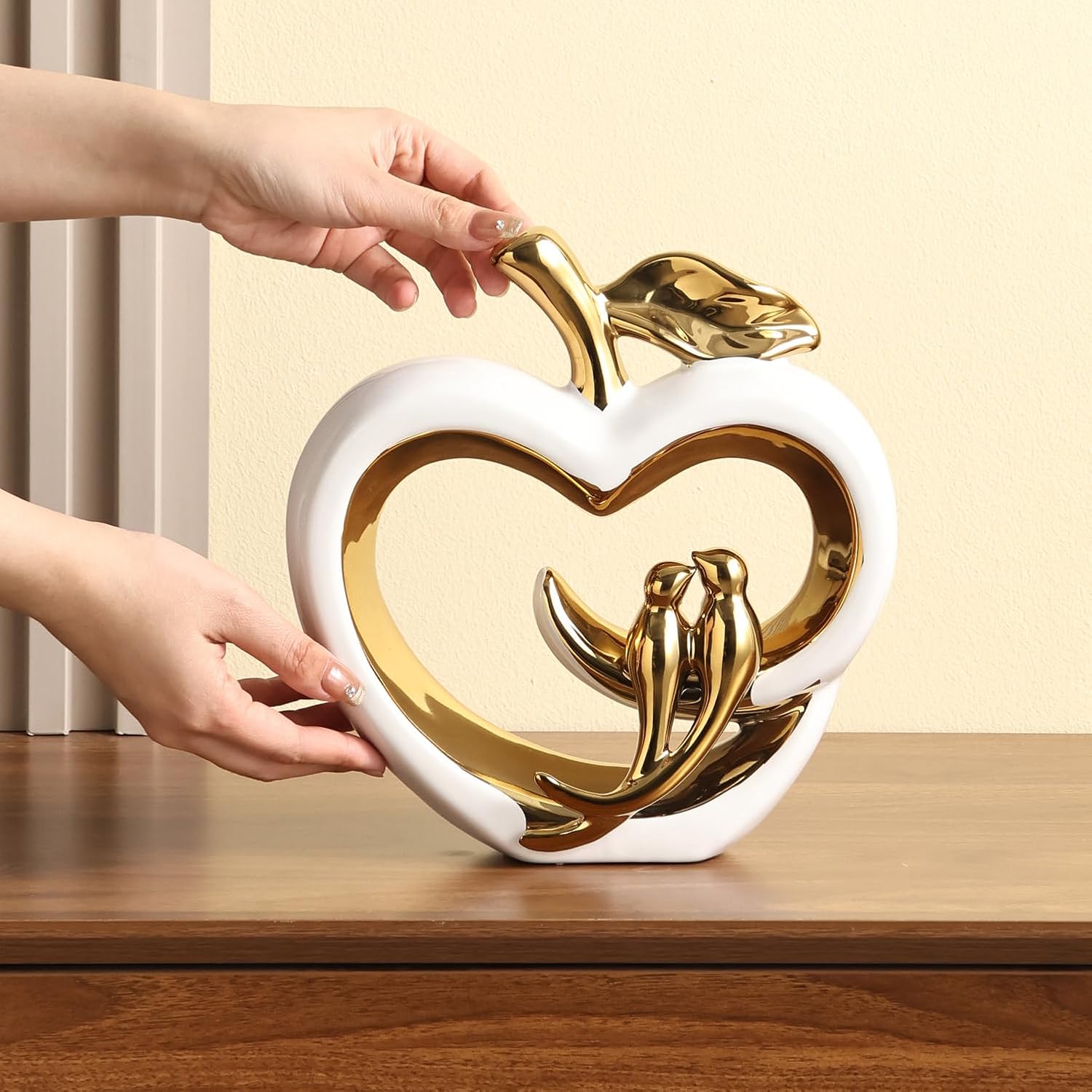 Ceramic Statue Home Decor / White Gold
