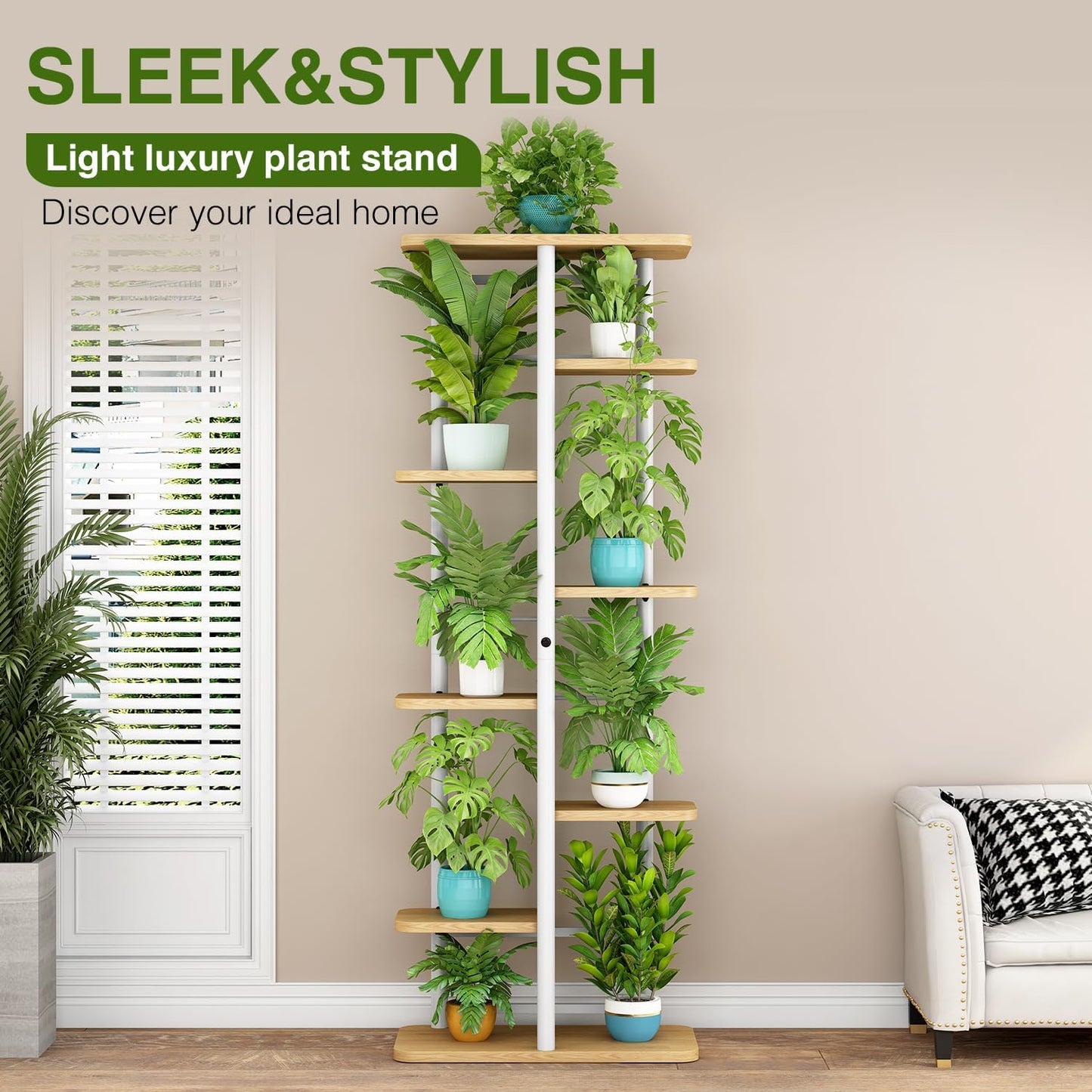 LINZINAR Plant Stand Indoor 4 Tier Metal Corner Tall Flower Shelf | Plant Rack for Multiple Plants, Tiered Flower Plant