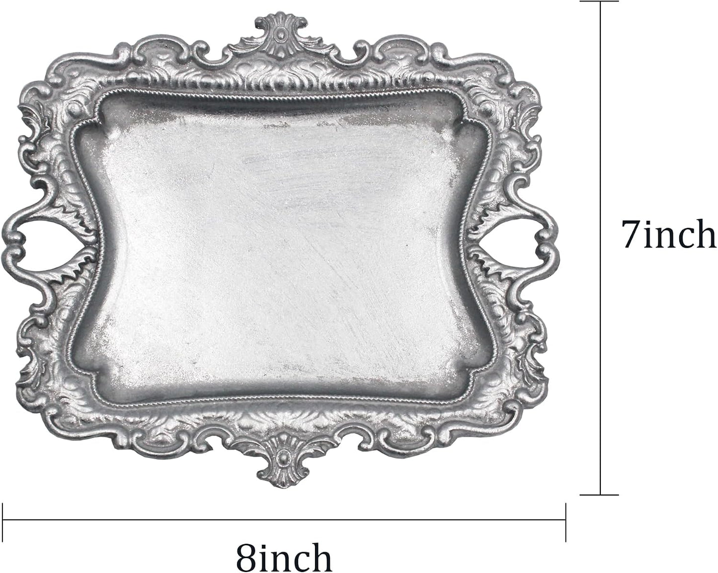 Antique Trinket Dish Vintage Jewelry Tray / Medium / Silver / 8 x 7