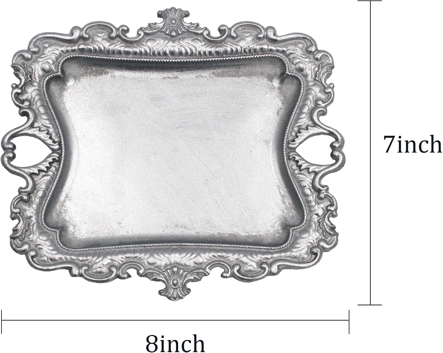 Antique Trinket Dish Vintage Jewelry Tray / Medium / Silver / 8 x 7