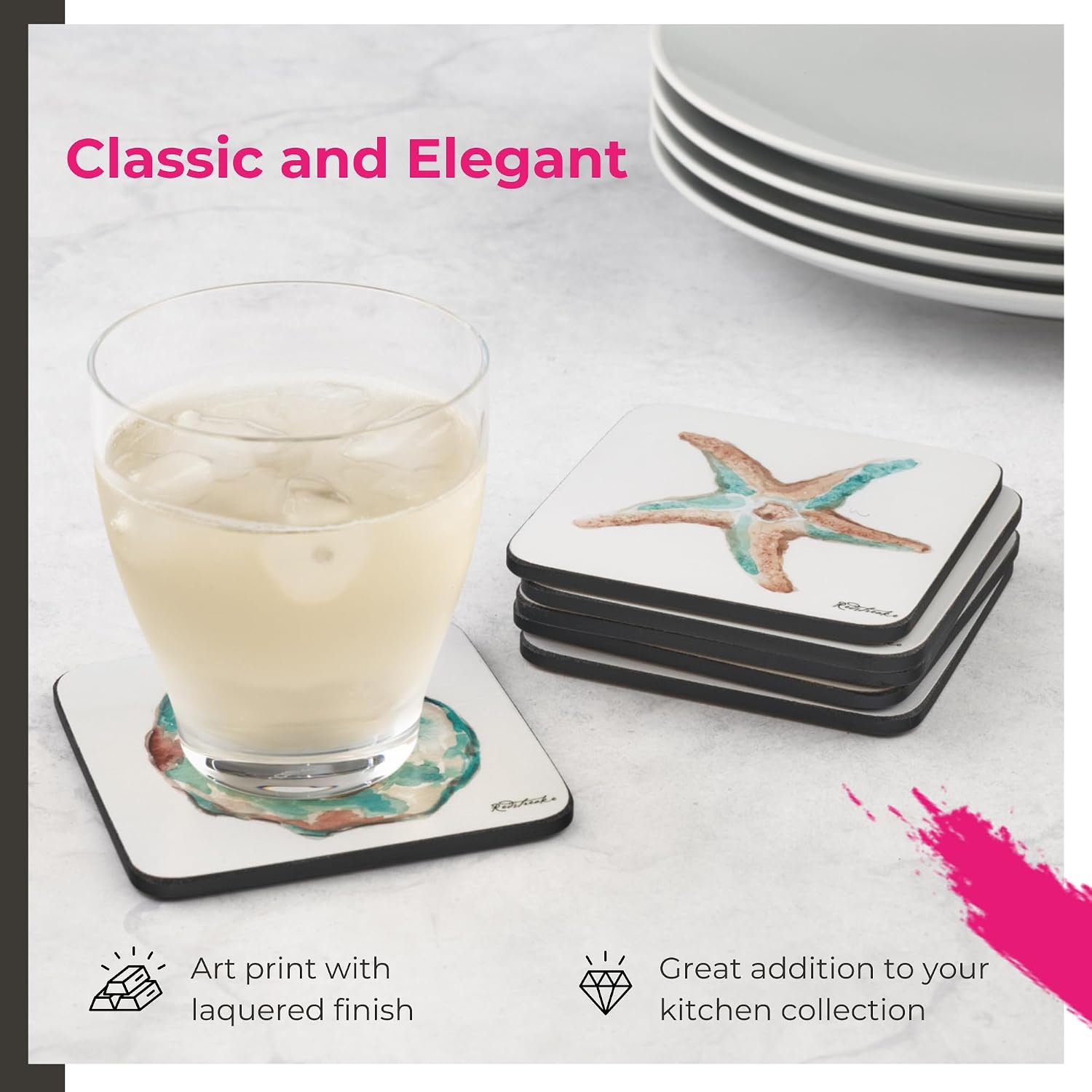 Coasters / Multi Color / One Size / Coastal Shore