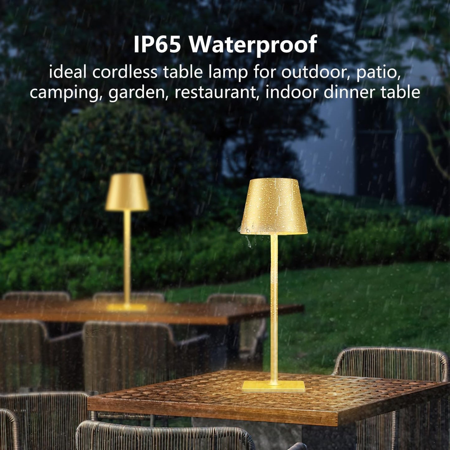 Yogaret Gold Rechargeable Cordless Table Lamp, Battery Operated, 2 Pack | 6000mAh battery lamps waterproof wireless