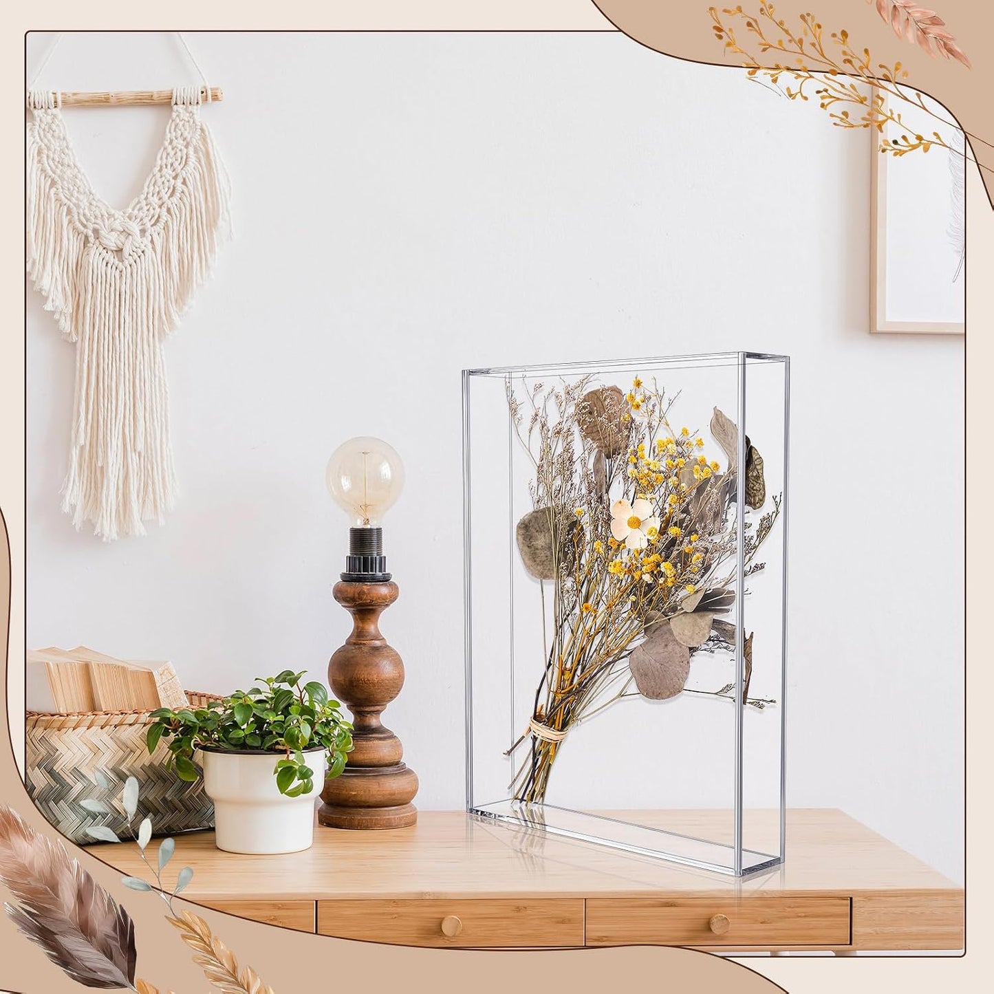Barydat 2 Pcs 11'' x 14'' Acrylic Shadow Boxes Display Cases, Shadow Box DIY Frame Clear Acrylic Display Cases Wedding