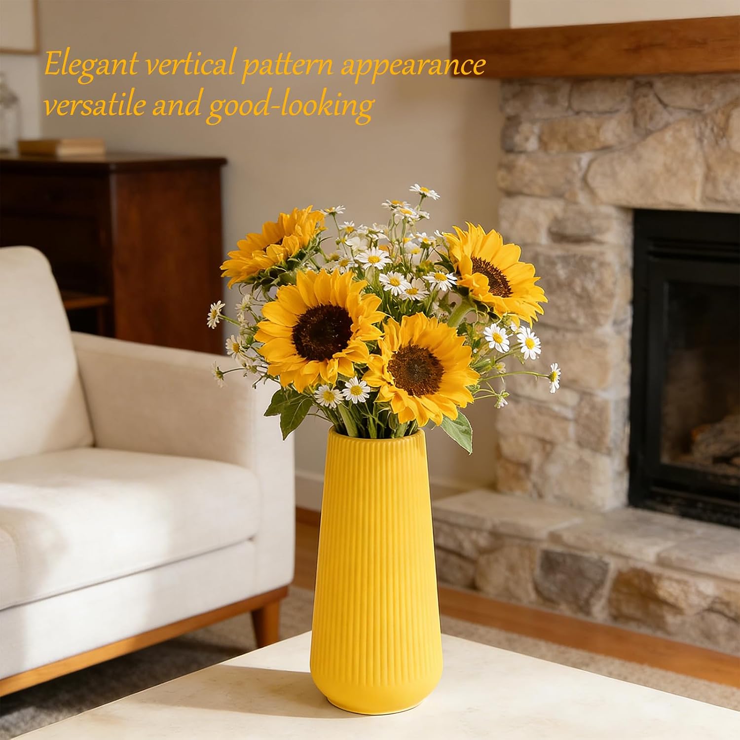 Ceramic Vase for Pampas Grass / Yellow