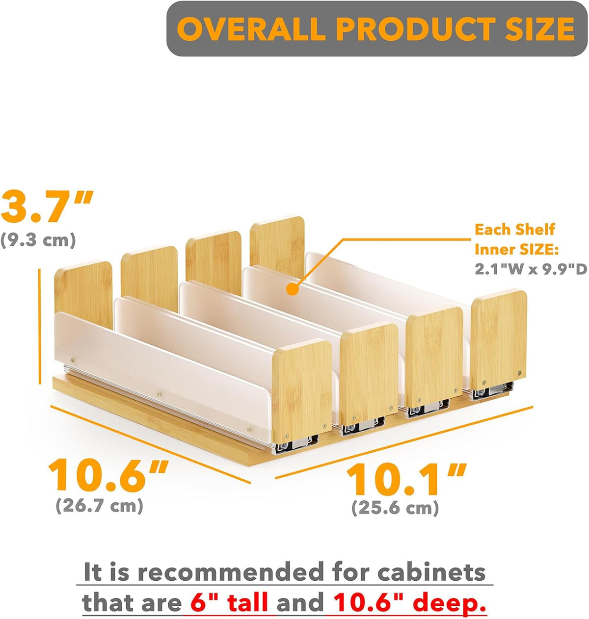 SpaceAid Bamboo Pull Out Spice Rack Organizer for Cabinet, Heavy Duty Slide Out Seasoning Kitchen Pantry Sliding
