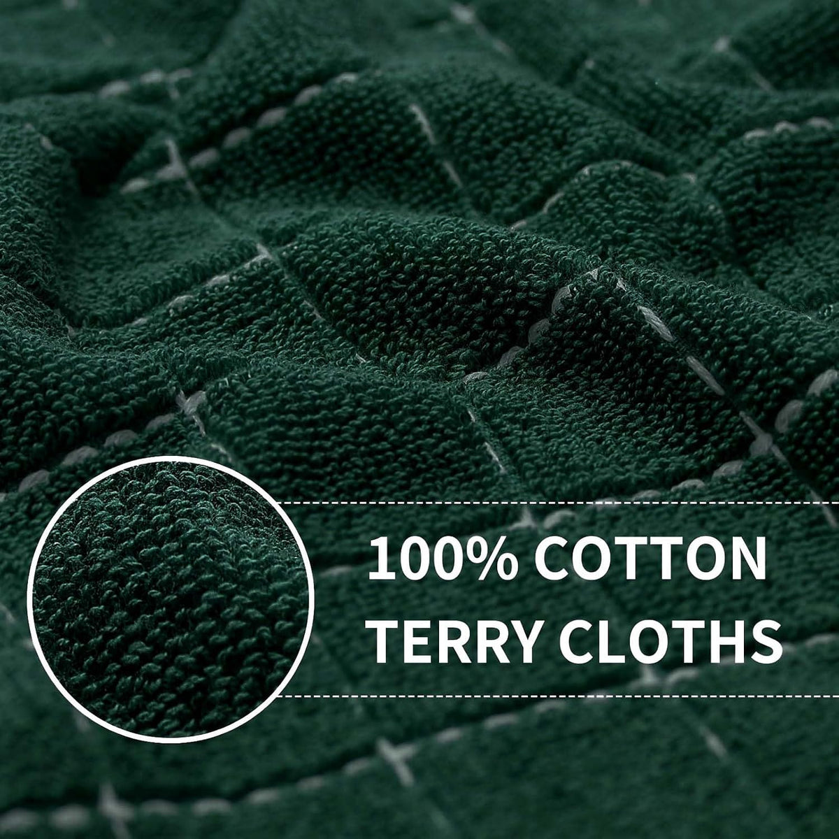 Homaxy Kitchen Towels and Dishcloths Set, Set of 10, Blackish Green | Bulk Cotton Terry Kitchen Towels, Checkered